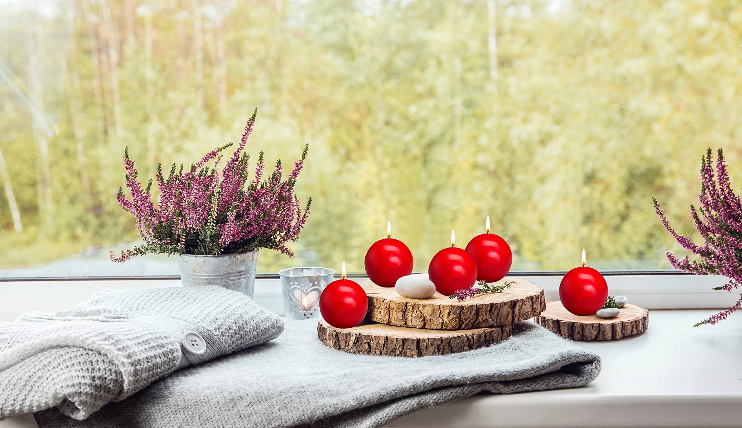 Bolsius Set of 2 Red Ball Candles - 2.75 Inch Unscented Dinner Candles - Dripless Clean Burning Smokeless Candles for Wedding, Party & Special Occasions - Perfect for Romantic Dinners, Table Centerpieces and Holiday Decorations
