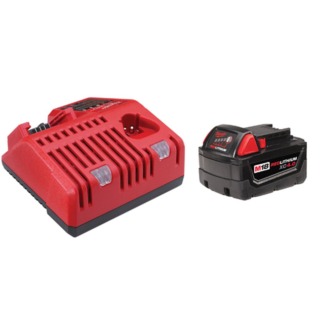 Milwaukee 48-11-1840 4.0Ah M18 Lithium-Ion Battery Pack with Multi-Voltage Charger Starter Kit - Power Tools, Drills, Saws & Outdoor Equipment