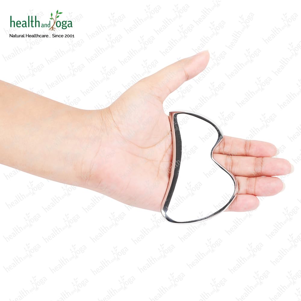 HealthAndYoga™ SteloLift 304 Stainless Steel Gua Sha Scraping Massage Tool - B-Shaped Muscle Pain Relief & Soft Tissue Mobilization for Back, Neck, Shoulder - Professional Tendon Therapy & Relaxation Aid for Home Spa & Self-Care