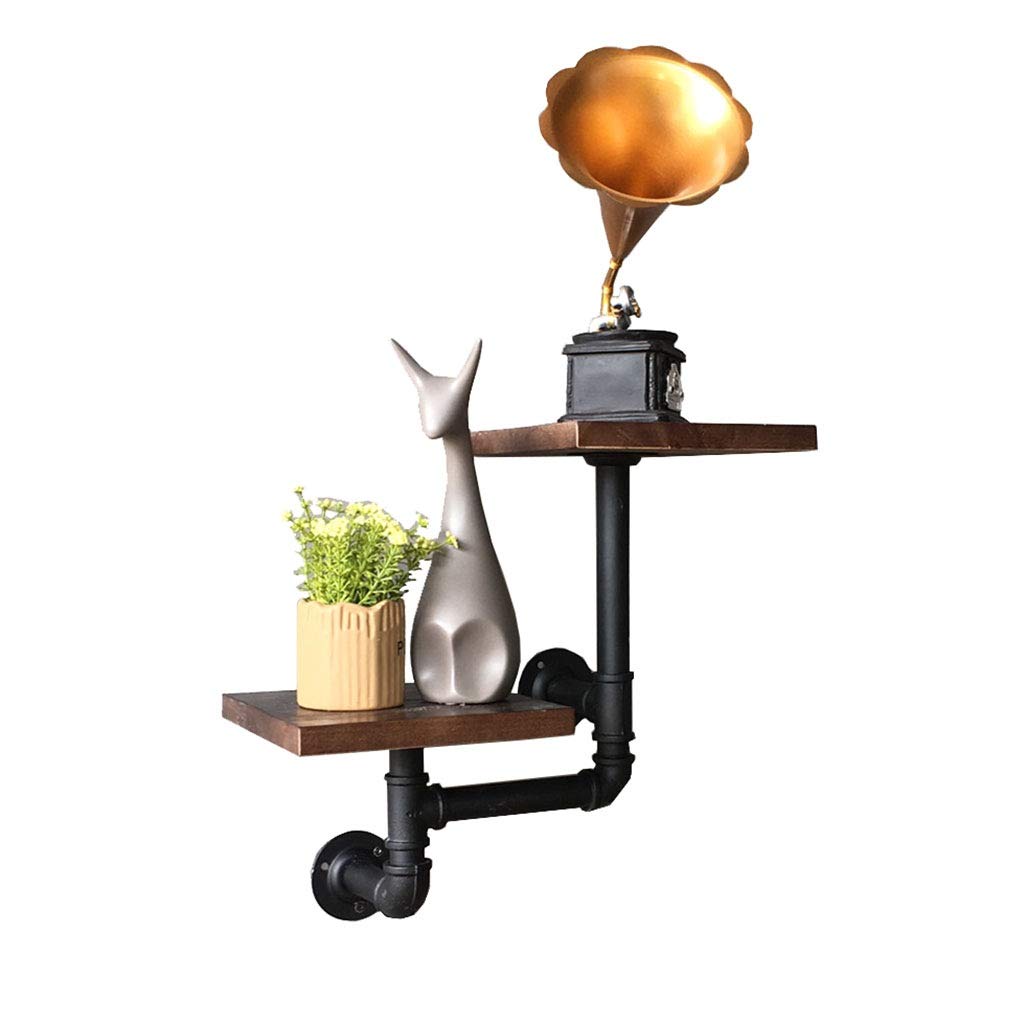 Vintage Industrial Wall Shelf - Rustic Iron Pipe Wall Mount Shelf with Clapboard Design for Home & Office Storage | Perfect for Living Room, Bedroom, Kitchen Decor & Organization