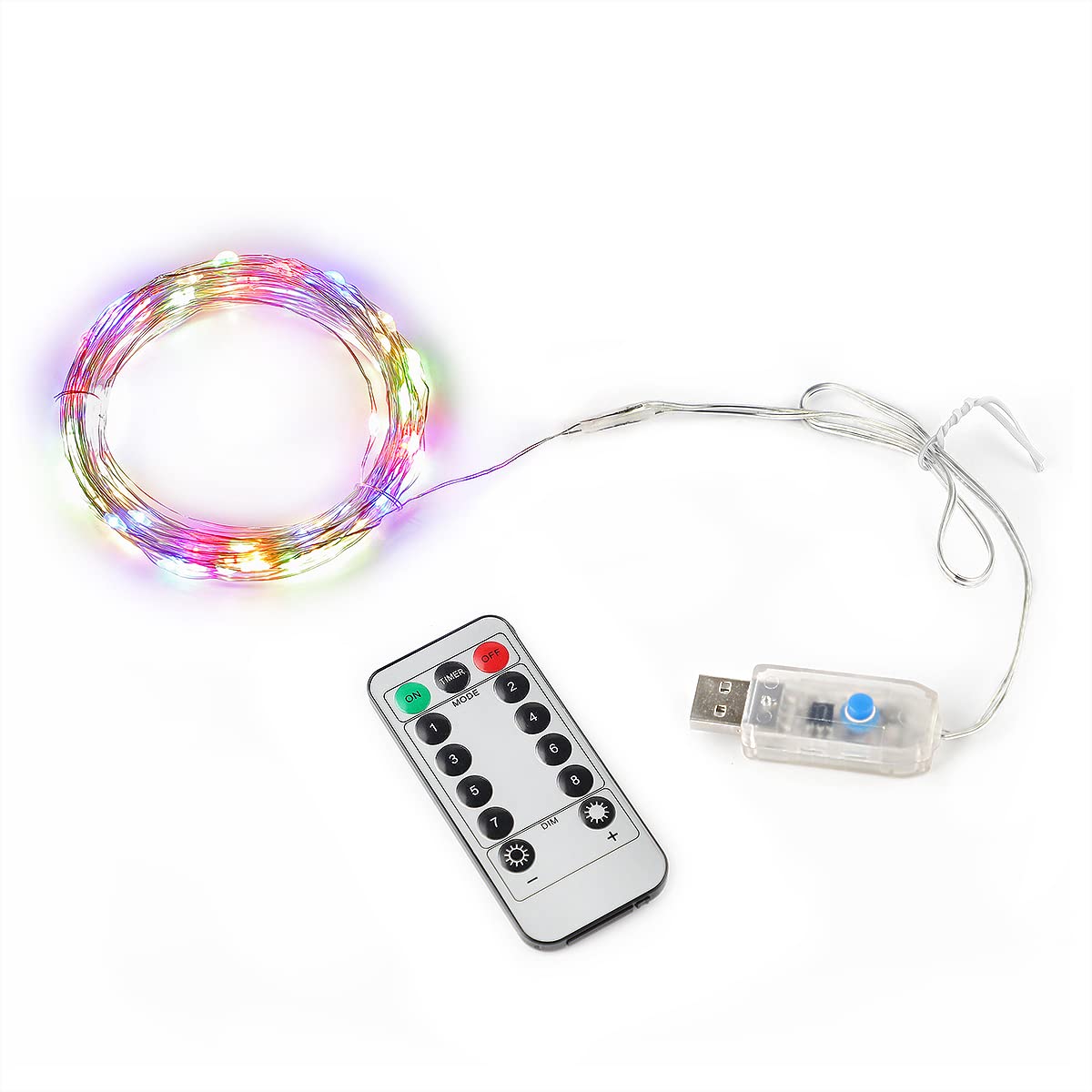 Wepikk 16.4 Ft Fairy String Lights - 50 LED Waterproof Outdoor/Indoor Lights with 4 Colors & 8 Modes - USB Plug-in, Timer & Remote Control - Perfect for Bedroom, Party, Wedding, Christmas Decorations