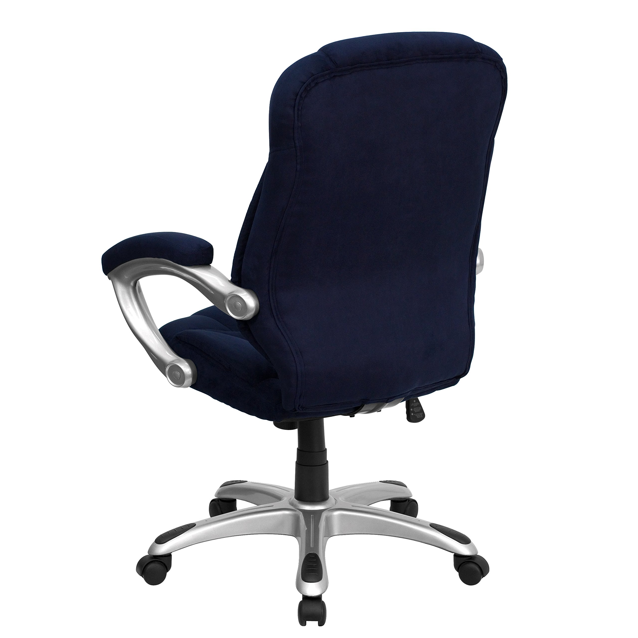 Premium High Back Navy Blue Microfiber Executive Office Chair - Ergonomic Swivel Chair with Adjustable Arms for Home & Business Workspaces - Perfect for Long Hours of Comfortable Sitting in Office, Study or Gaming Setup
