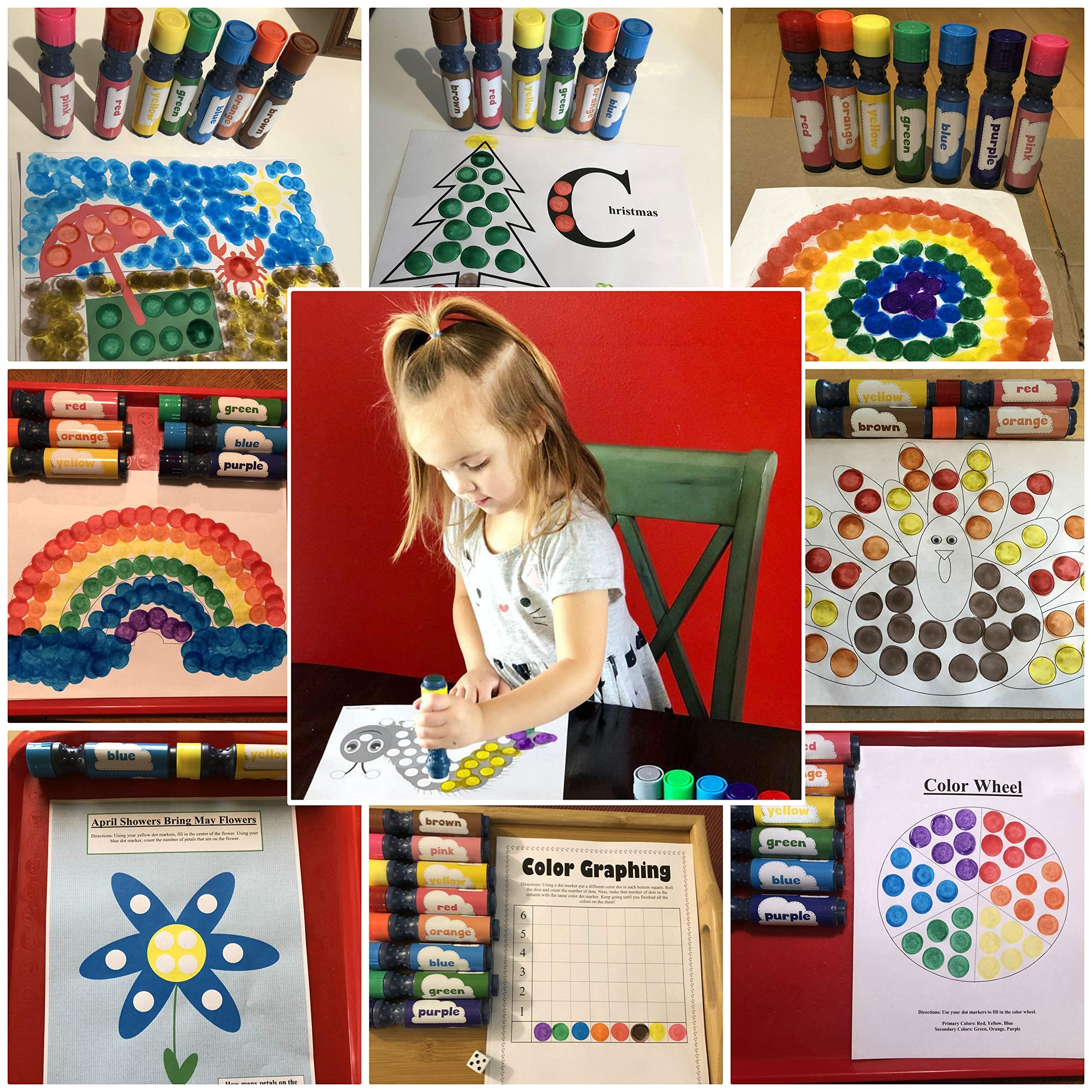 **8-Piece Kids Activity Plastic Tray Set with Washable 8-Color Dot Markers (2 Pack) – Perfect for Toddler Arts & Crafts, Preschool Learning, and Mess-Free Playtime**