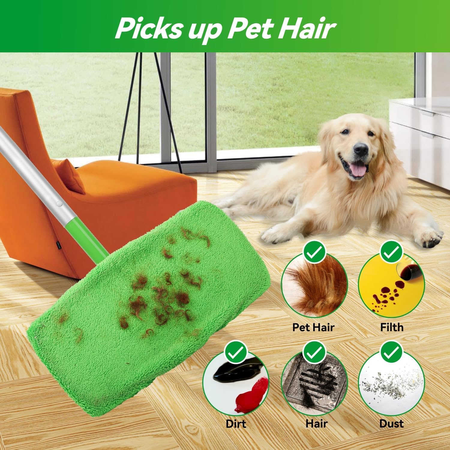 **Reusable Microfiber Mop Pads - 4PCS Washable Wet & Dry Sweeping Cloths for Swiffer Sweeper Refills - Mop Head Replacement for Household Cleaning - Perfect for Hardwood Floors, Tile & Laminate**