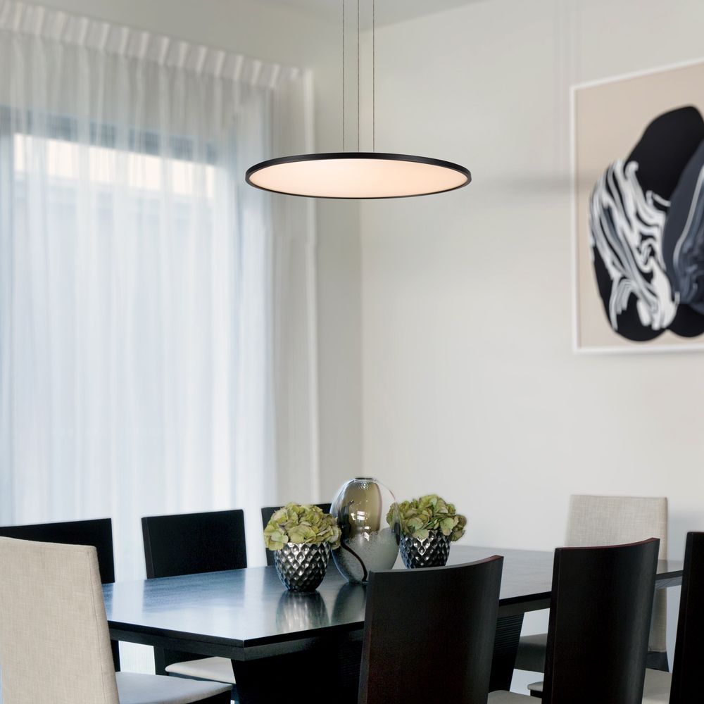 VONN Salm 24 Inch Black LED Disc Chandelier - Modern Ceiling Light Fixture for Dining Room, Bedroom, or Living Room Decor