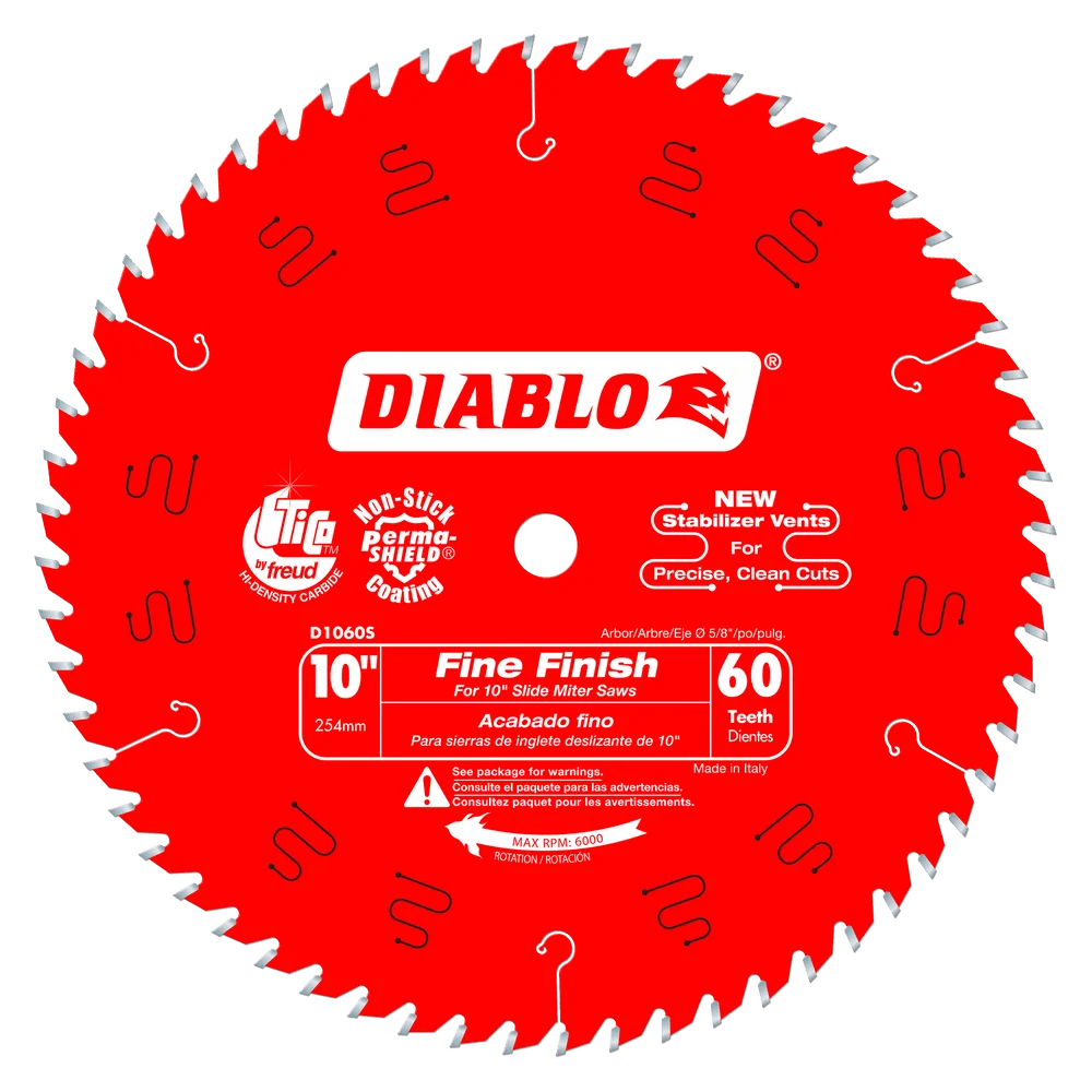 10-Inch 60-Tooth Fine Finish Slide Miter Saw Blade - 5 Pack | Premium Carbide Tipped for Smooth Wood Cutting | Perfect for Trim Work, Crown Molding & DIY Projects