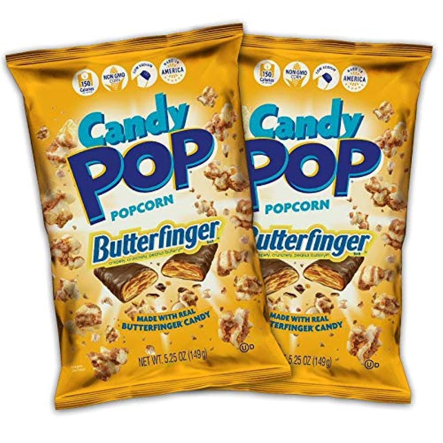 Butterfinger Candy Bar Flavored Sweet Popcorn - 149g (Pack of 2) | Crunchy Caramel Peanut Butter Snack for Movie Nights, Parties & Office Treats