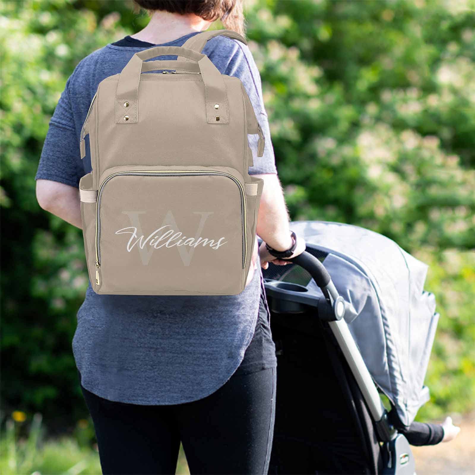Personalized Monogram Diaper Bag - Beige Travel Shoulder Bag for Moms, Baby Essentials Organizer, Perfect for Daycare, Outings & Travel