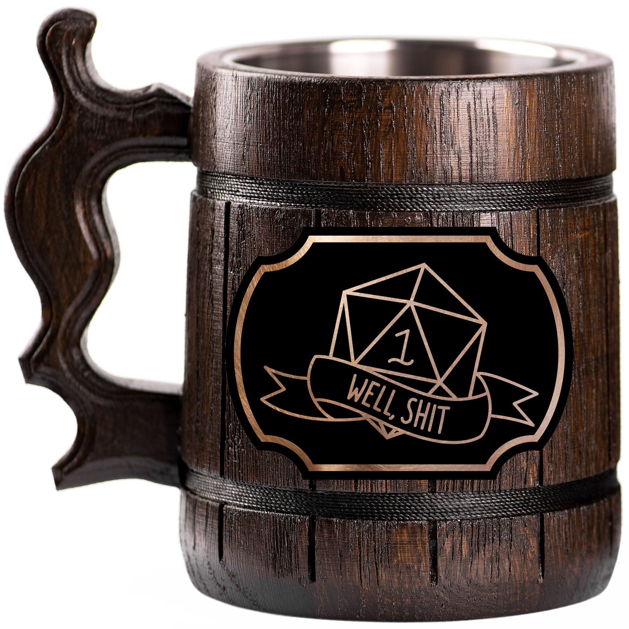 Custom DnD Beer Mug - Personalized Dungeons and Dragons Wooden Tankard & Stein | Unique Gamer Gift for Men, Dad, Father | Perfect for Anniversary, Birthday, Wedding & Game Nights