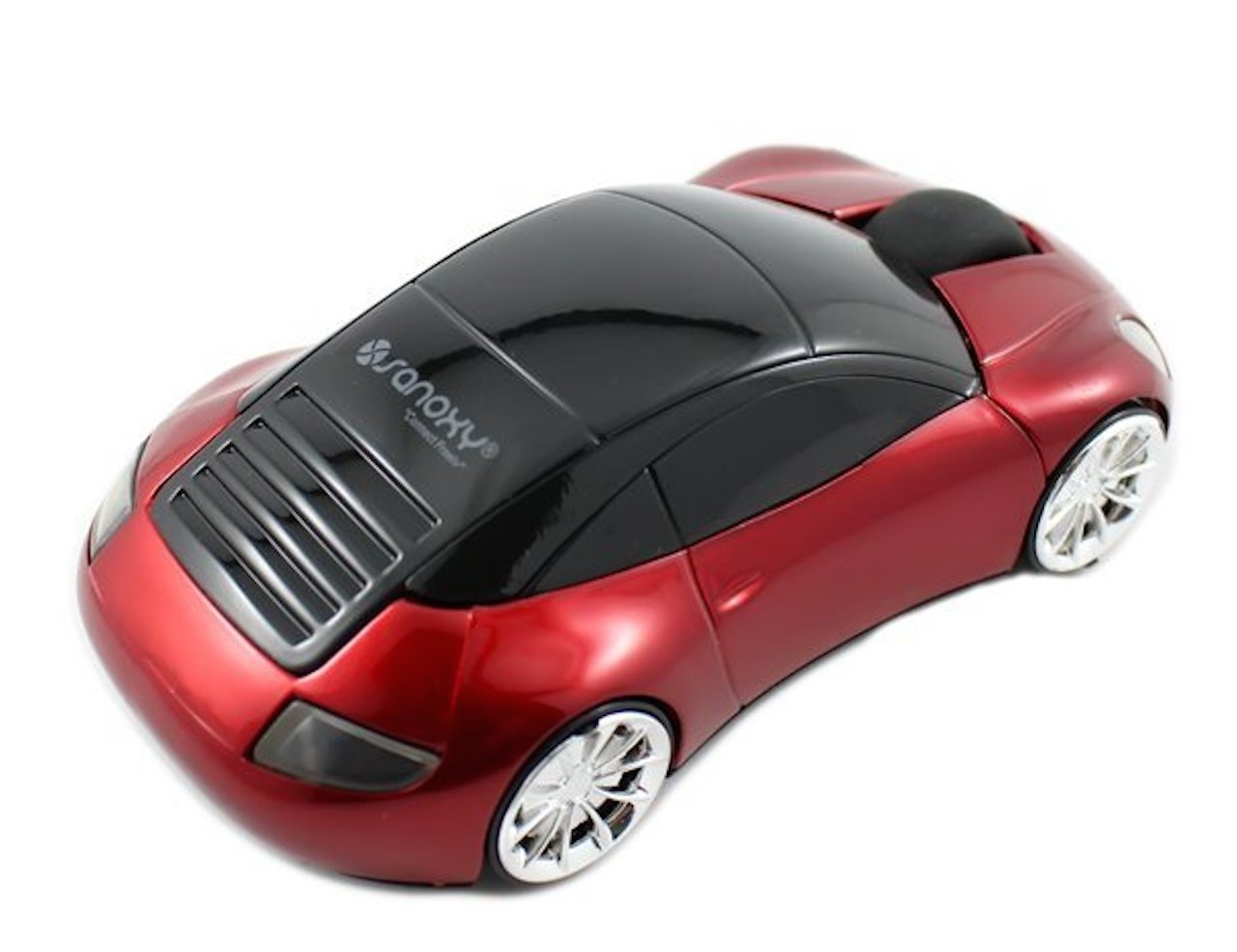 SANNOXY 2.4G Wireless Gaming Mouse - Sports Car Design, 500-1000DPI Adjustable, USB Receiver for PC & Laptop (Red) - Perfect for Gaming, Office Work & Travel Use