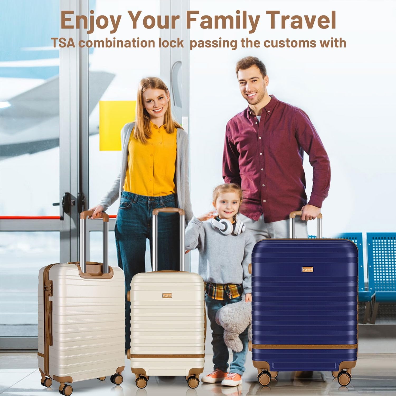 3-Piece Hardside Carry-On Luggage Set - 28/24/20 Inch Ivory Spinner Suitcases for Travel, Business Trips & Family Vacations | Lightweight Durable ABS Shell with TSA Lock
