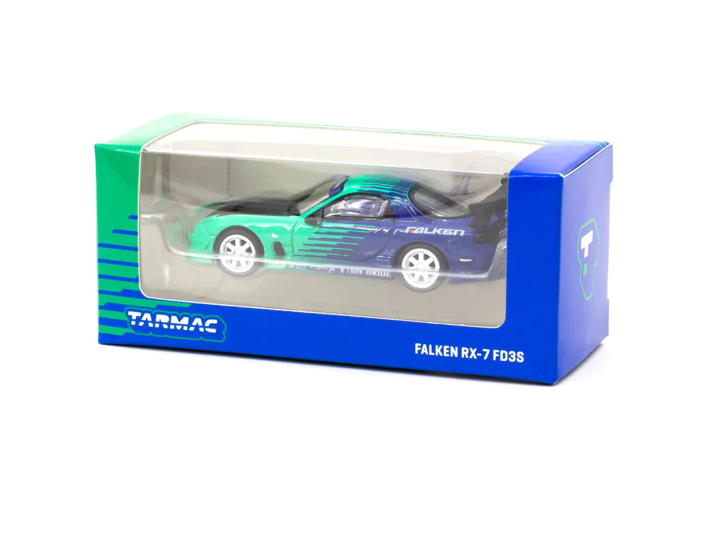 Tarmac Works 1:64 Scale Mazda RX-7 FD3S Falken Edition Diecast Model Car - Perfect for Collectors, Display, and Racing Enthusiasts