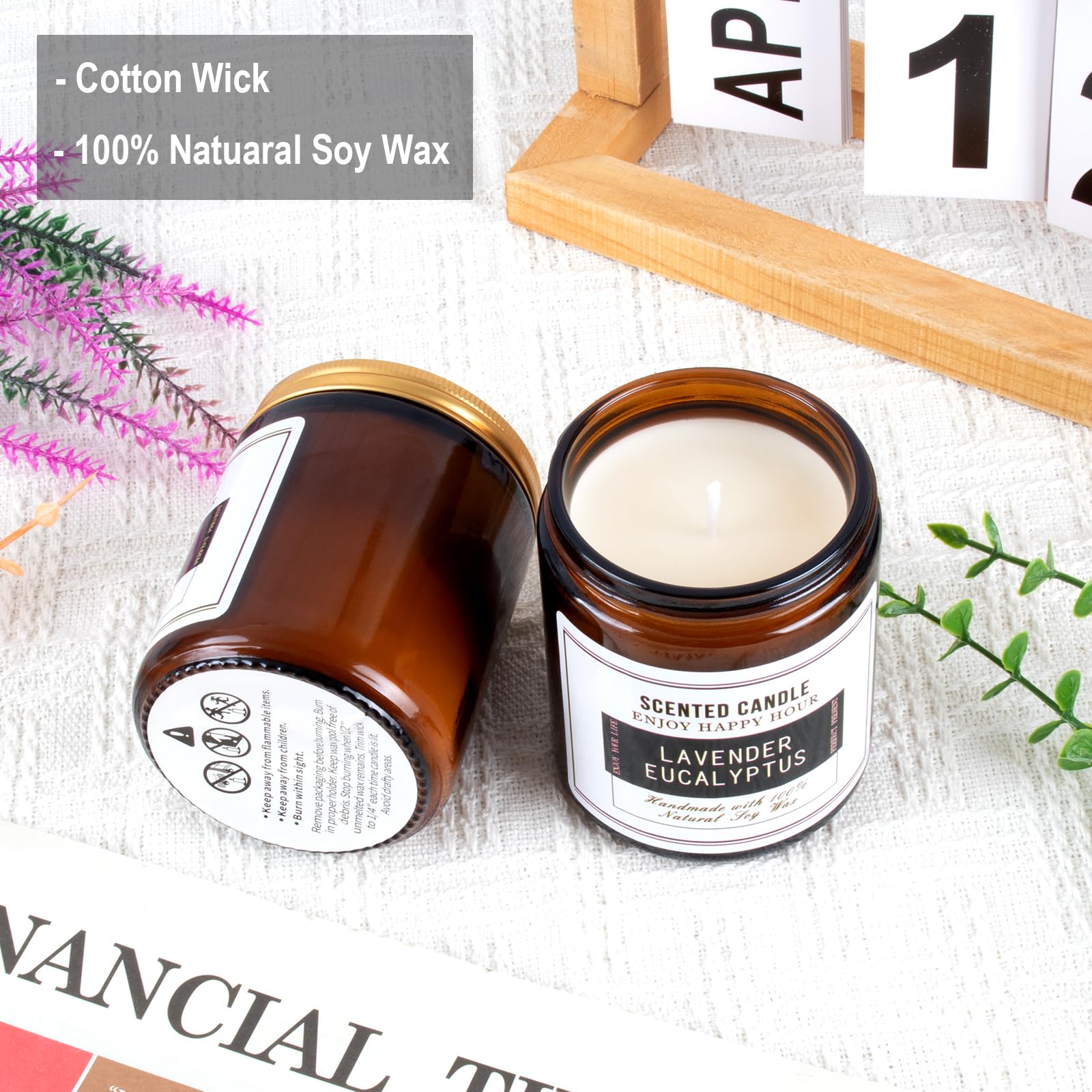 Premium Eucalyptus & Lavender Scented Soy Wax Candles | Natural Aromatherapy Candles for Stress Relief & Relaxation | Meditation, Yoga, Spa & Home Fragrance | Gift for Women & Men | Perfect for Bedroom, Office & Bathroom Decor