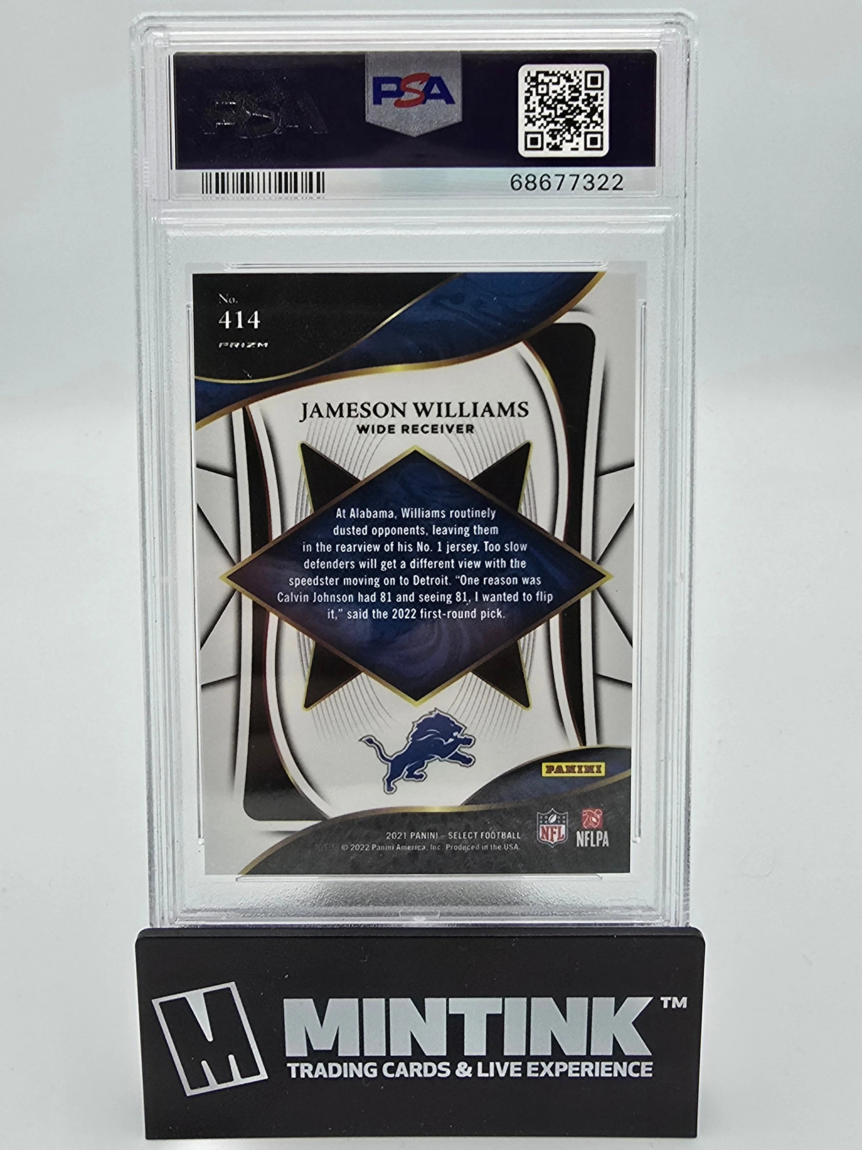 2021 Panini Select Football Jameson Williams XRC PSA 10 Rookie Card - Collectible Sports Memorabilia for NFL Fans & Card Collectors - Perfect for Display, Trading, and Investment