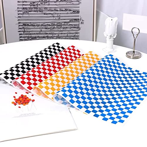 200 Sheets Black and White Checkered Food Wrapping Paper - 12
