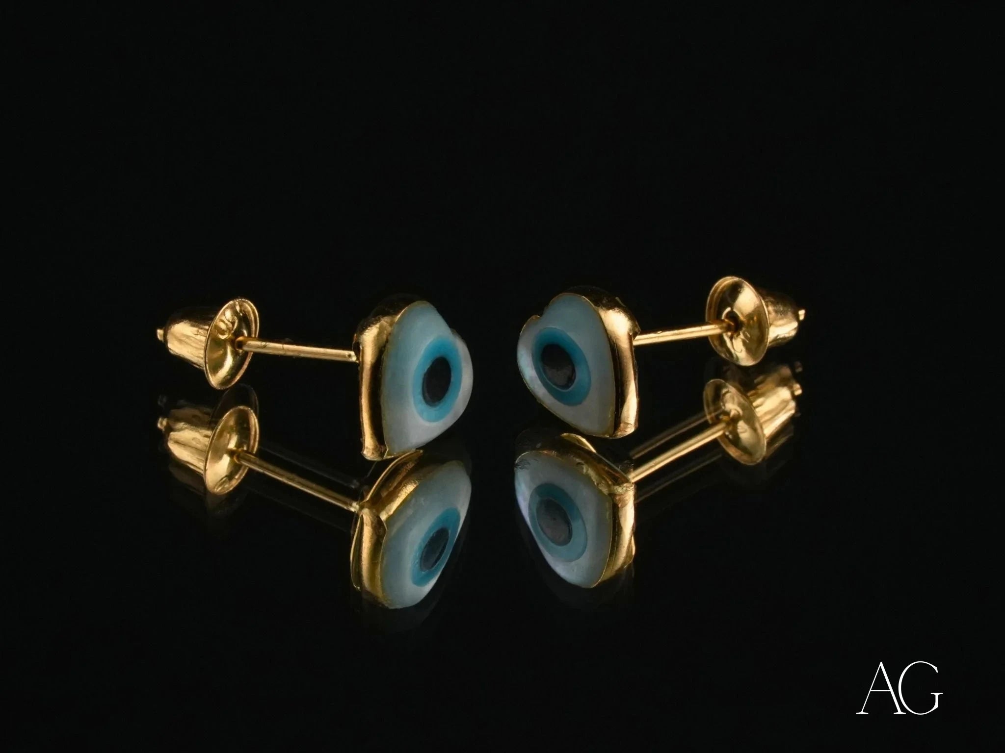 18K Gold Heart Evil Eye Earrings for Women - Protection Jewelry with Love Symbol - Perfect for Gifts, Weddings & Everyday Wear