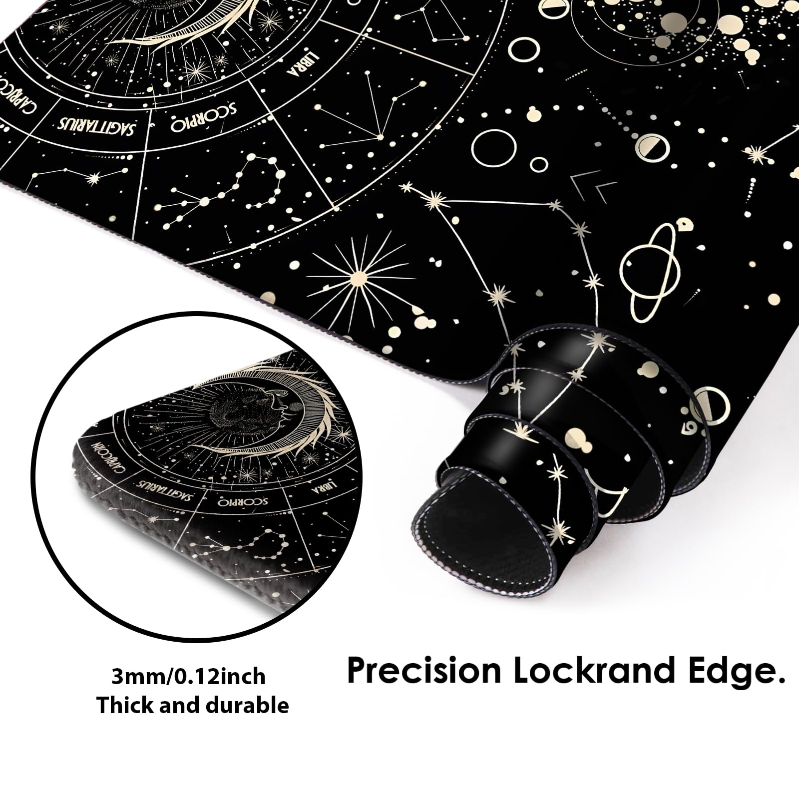 Galdas XXL Gaming Mouse Pad - Non-Slip Rubber Base, Stitched Edges - 31.5x11.8 Inches Large Extended Mousepad for PC, Laptop, Office & Home Use - Perfect for Gaming, Work & Study (Black Moon)