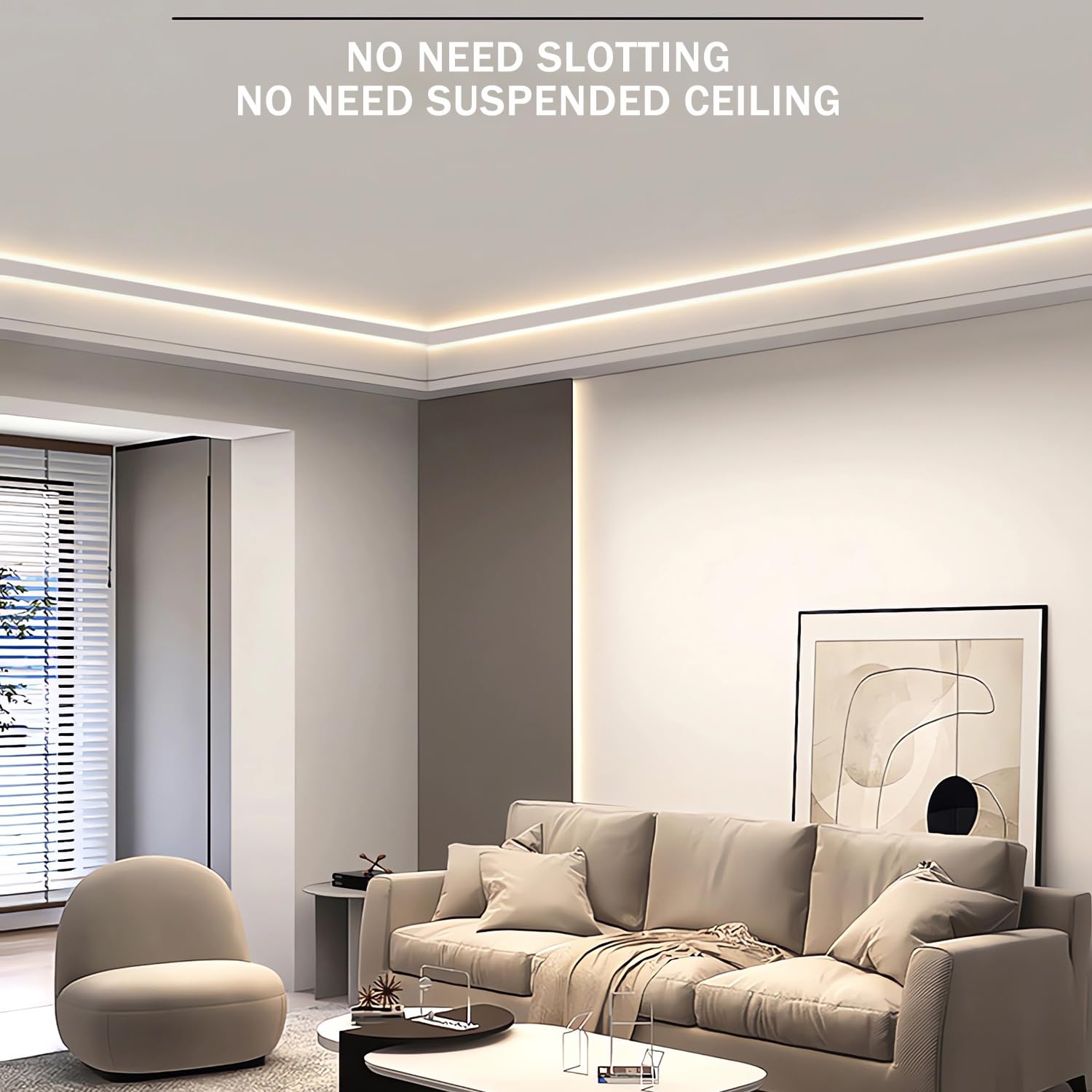 JARBIH 10-Pack Suspended Ceiling LED Aluminum Profile - Top Corner Line Lamp, Surface Mounted LED Channel for Double Luminous Plaster Line Decor - Perfect for Modern Home, Office, and Commercial Lighting