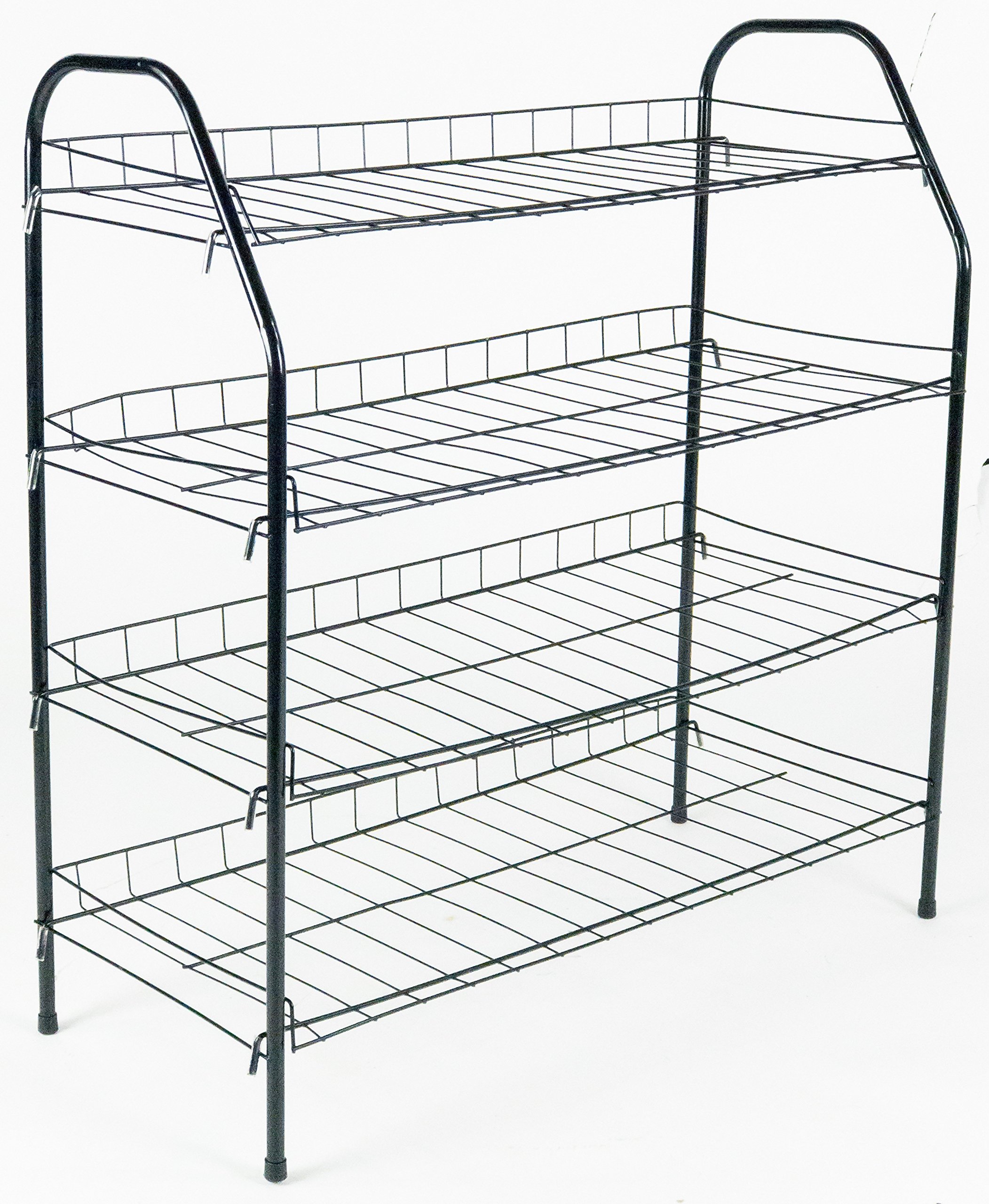 4-Tier Metal Shoe Rack Organizer - Space Saving Stackable Shoe Shelf for Entryway, Closet & Cabinet Storage (Black) - Perfect for Small Spaces & Shoe Organization