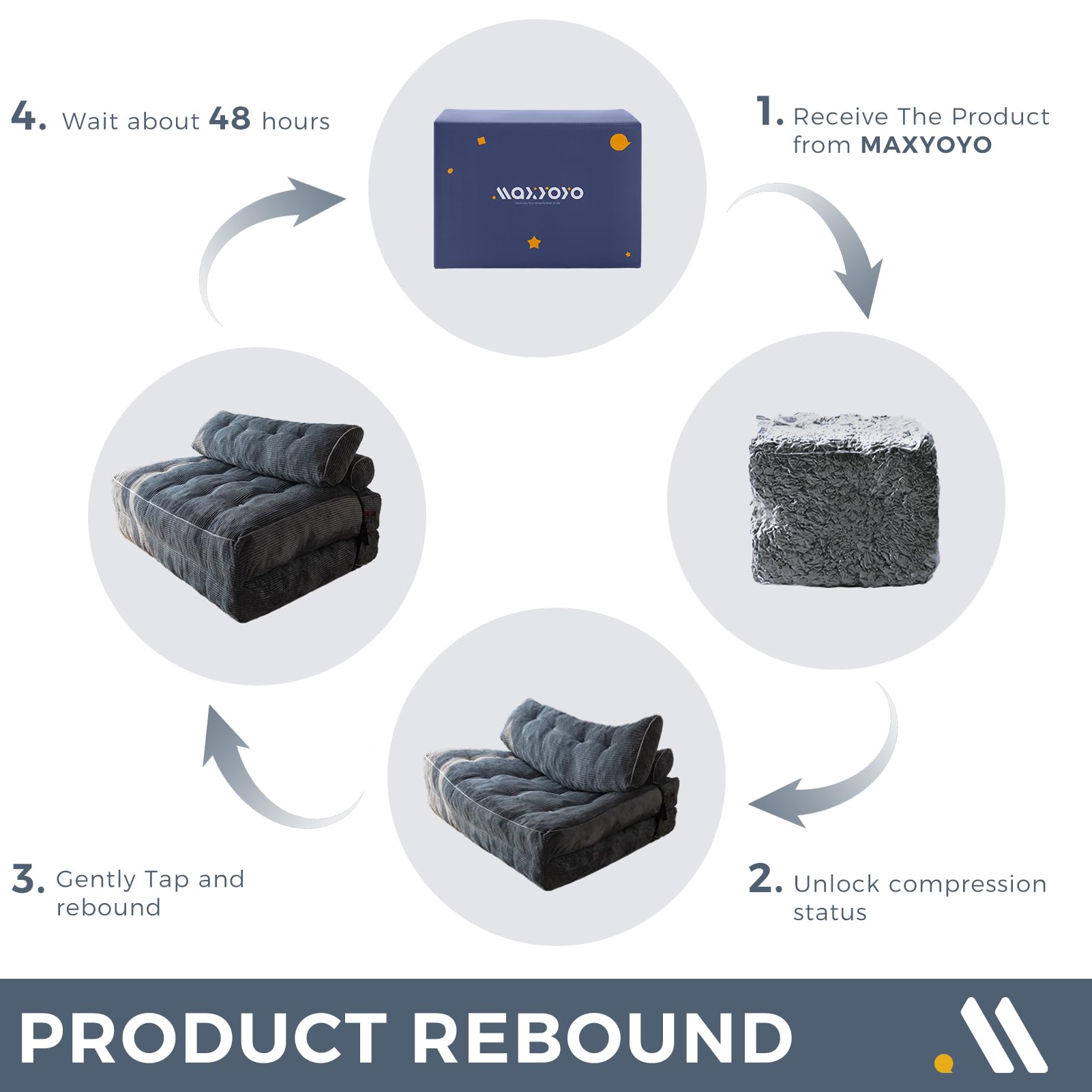 MAXYOYO Corduroy Sofa Bed - Convertible Sleeper Chair with Back Support | Comfortable for Living Room, Guest Room & Small Spaces