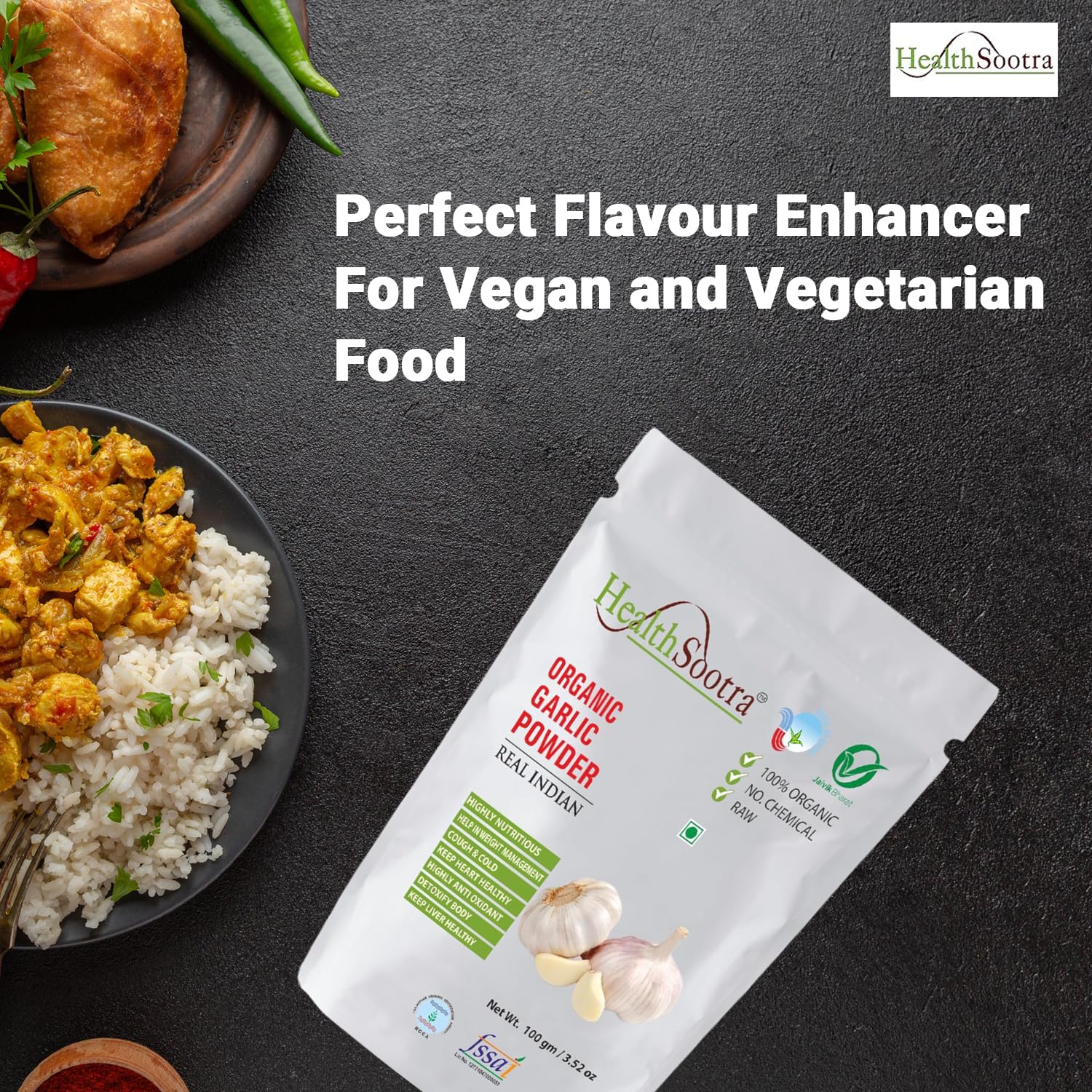 Healthsootra Organic Garlic Powder & Onion Powder Combo - 200g Each | All-Natural, Additive-Free Spices | No Preservatives | Perfect for Cooking, Seasoning, and Meal Prep | Healthy Instant Flavor Boost for Soups, Salads, and Marinades