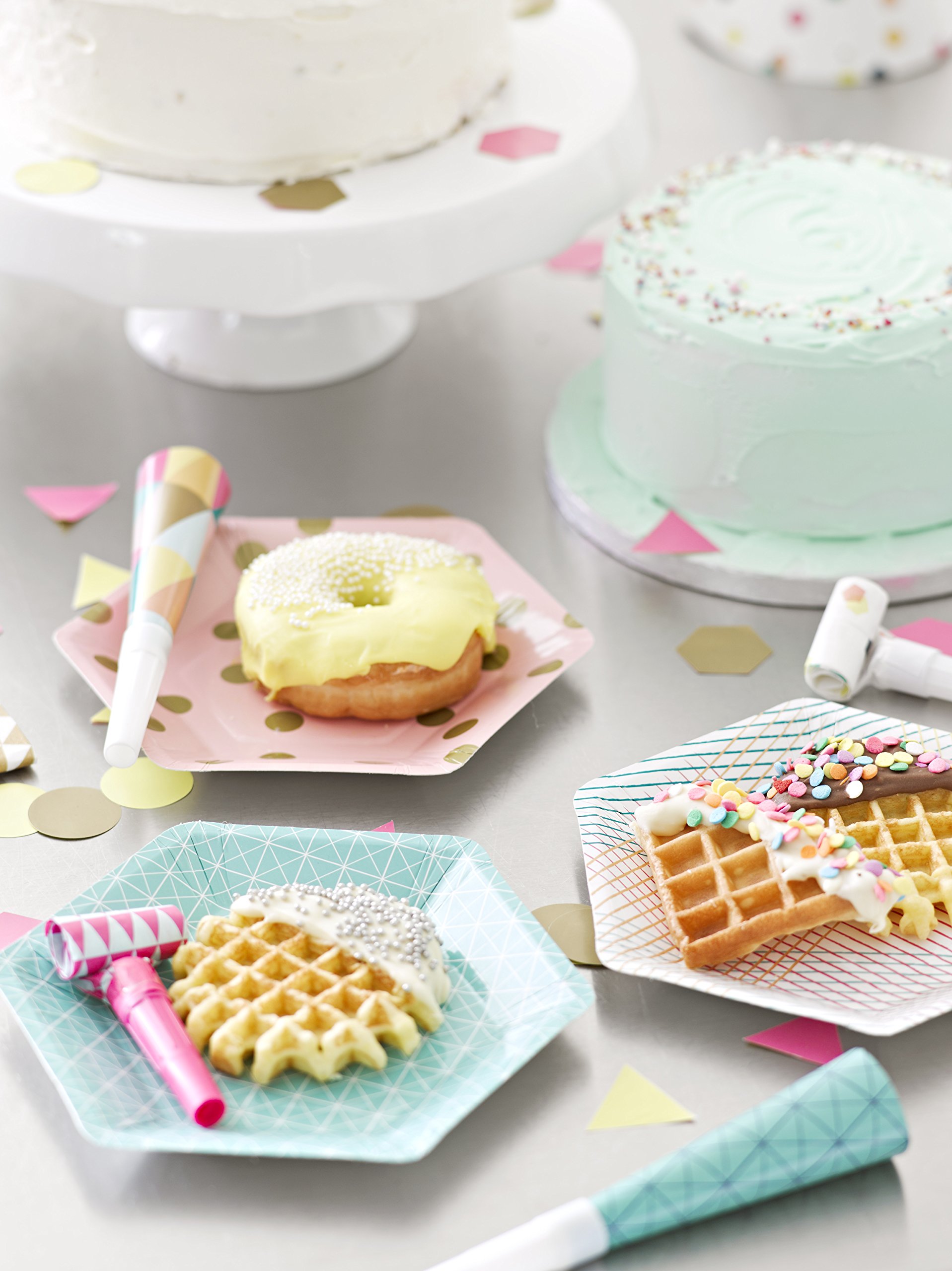 Stylish Hexagonal Party Plates - Set of 12 Colorful Disposable Plates for Birthday Celebrations, Baby Showers & Special Events - Elegant Tableware for Festive Occasions