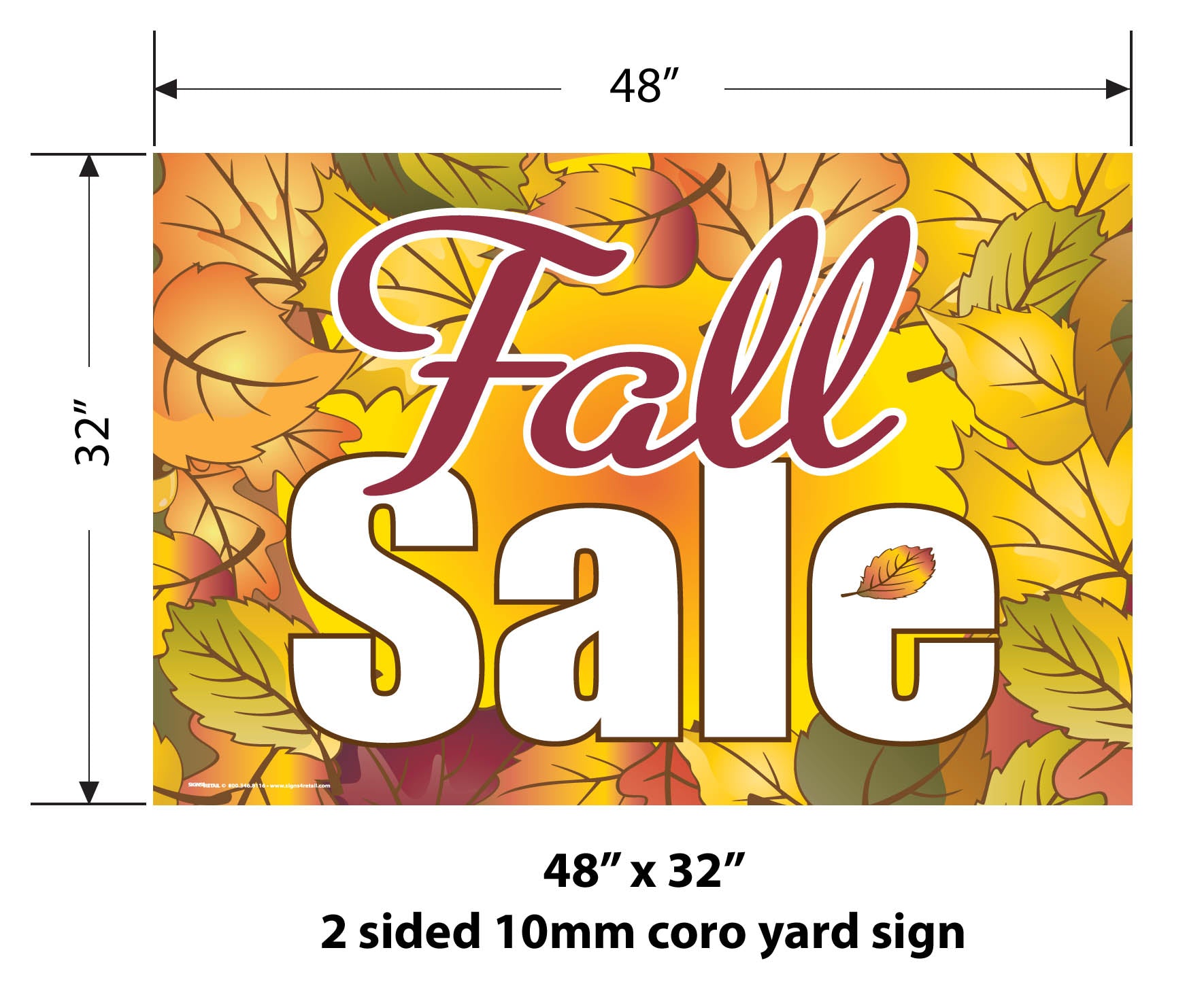 Giant XL Double Sided Yard Sign for Fall Sale - Large Outdoor Advertising Sign for Seasonal Promotions, Business Events, and Garage Sales (Stakes Not Included) - Perfect for Driveway Displays, Storefront Marketing, and Neighborhood Announcements