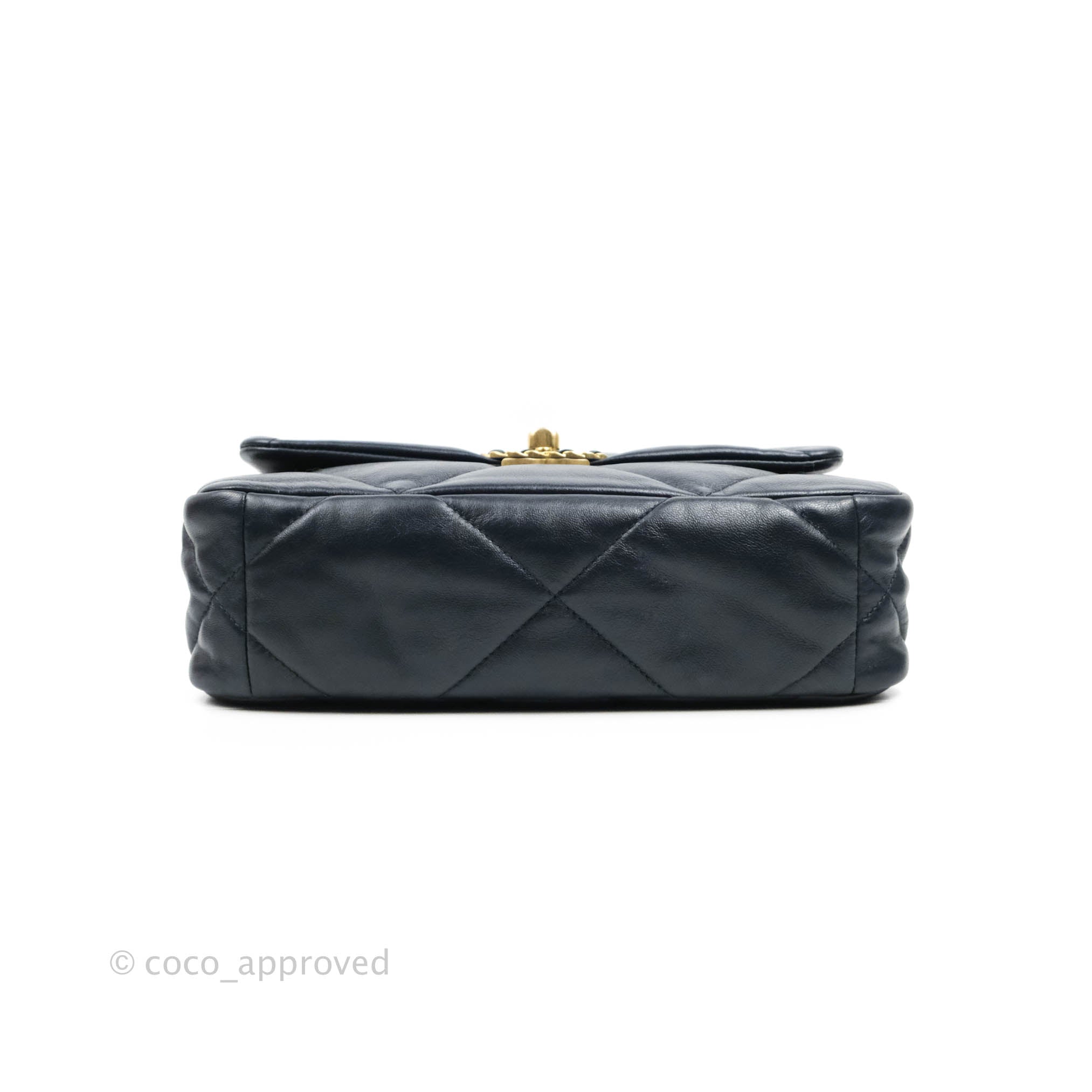 Chanel 19 Small Navy Blue Leather Flap Bag with Mixed Gold & Silver Hardware - Perfect for Work, Date Night & Luxury Fashion Lovers