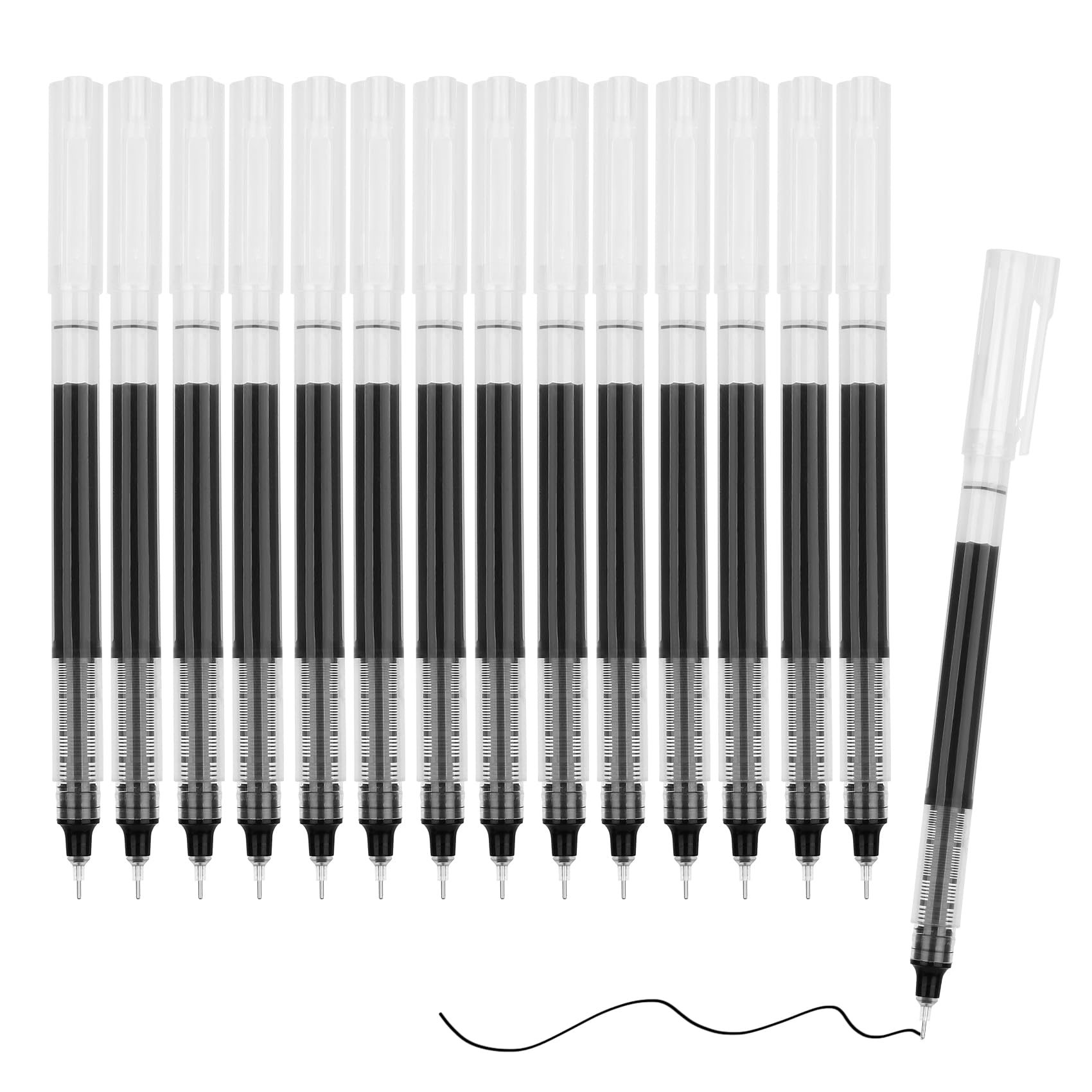 15-Pack Premium Japanese Rollerball Pens - 0.5mm Ultra Fine Point Black Ink Pens for Smooth Writing - Ideal for Office, School, Journaling & Note Taking