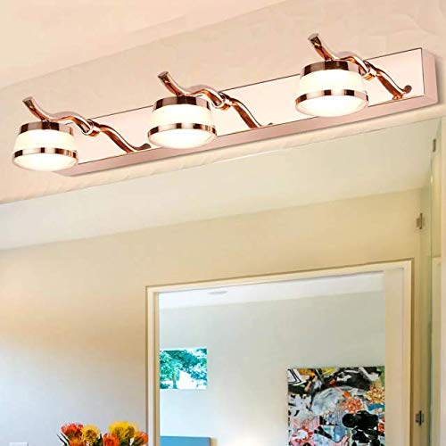 Juno Showers LED Bathroom Mirror Light - Modern Round Polished Stainless Steel Wall Light with Rose Gold Finish, Cold White 6W LED (12.5x2.95x5.90 Inch) - Perfect for Vanity, Makeup, Spa & Modern Bathroom Lighting