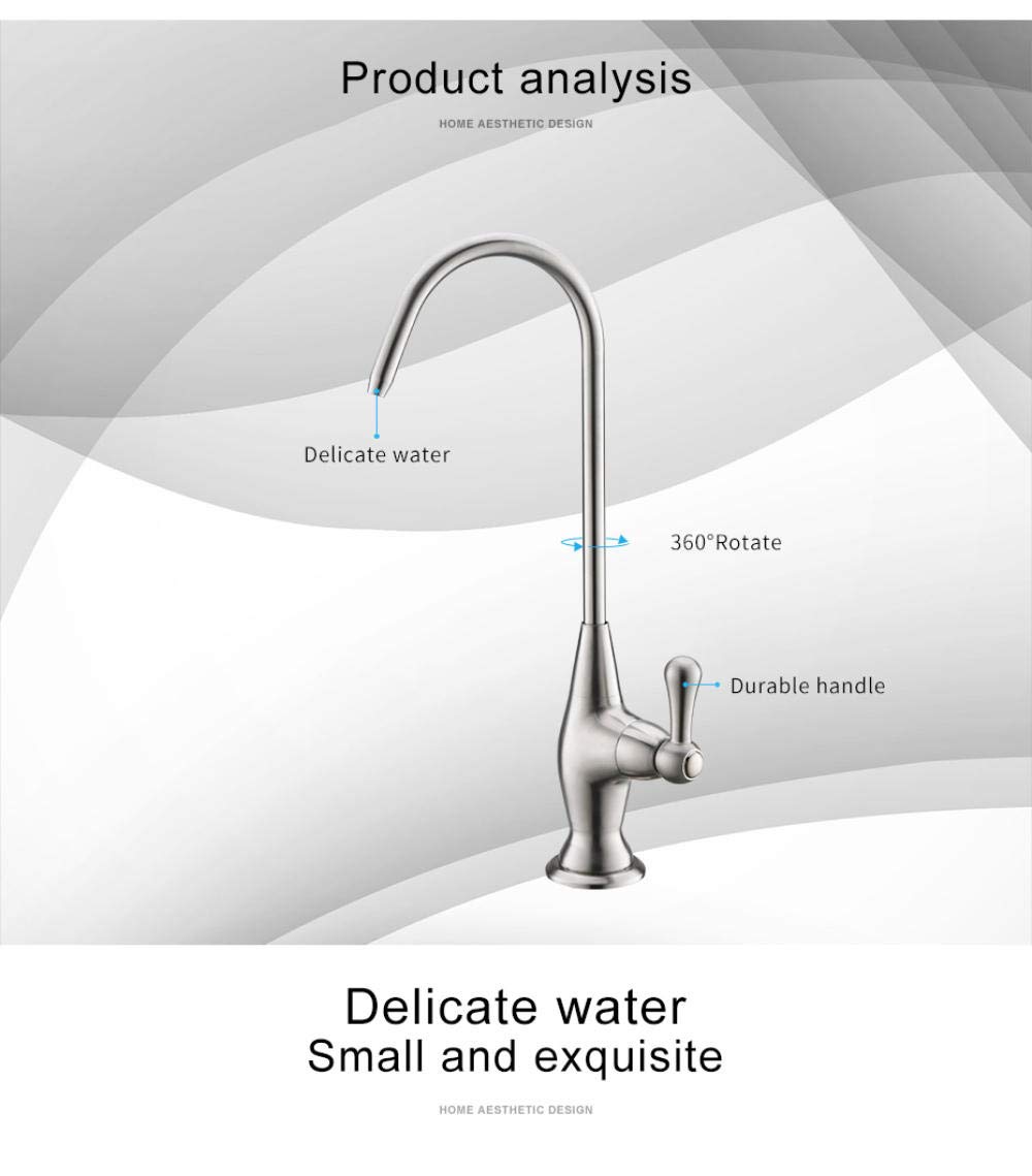 304 Stainless Steel Water Filter Faucet with Brushed Finish - Reverse Osmosis System Drinking Water Tap for Kitchen Sink | Perfect for Clean Drinking Water & RO Filtration Systems