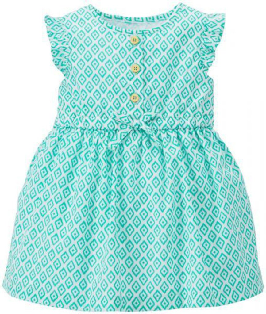 Carters Baby Girls Geometric Print Dress - Turquoise, 3 Months | Soft Cotton Casual Outfit for Infants, Perfect for Playdates, Photos & Special Occasions