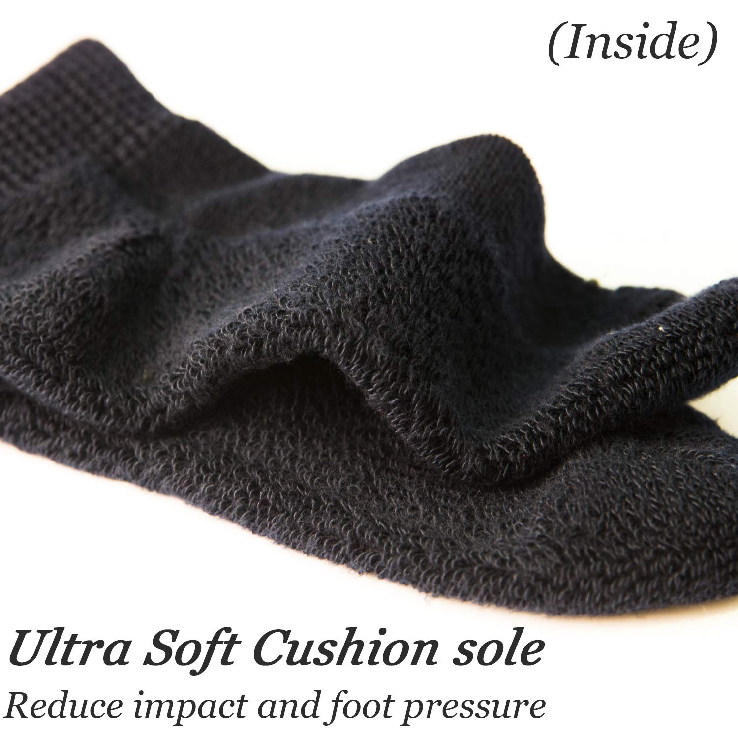 Non-Binding Diabetic Socks for Men & Women - 6 Pairs Medical Circulation Crew Socks with Cushioned Sole (Black, Size 10-13) - Ideal for Daily Wear, Travel & Diabetic Foot Care