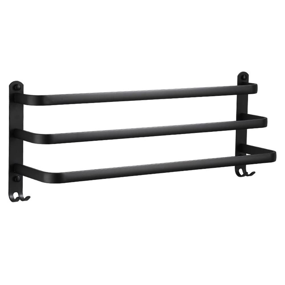 Premium Matte Black Bathroom Towel Rack Set - 40cm Aluminum Wall Mounted Towel Bar & Hanger - Modern Bathroom Hardware for Spa, Hotel, or Home Decor - Durable & Stylish Towel Holder for Bath, Kitchen, or Laundry Room