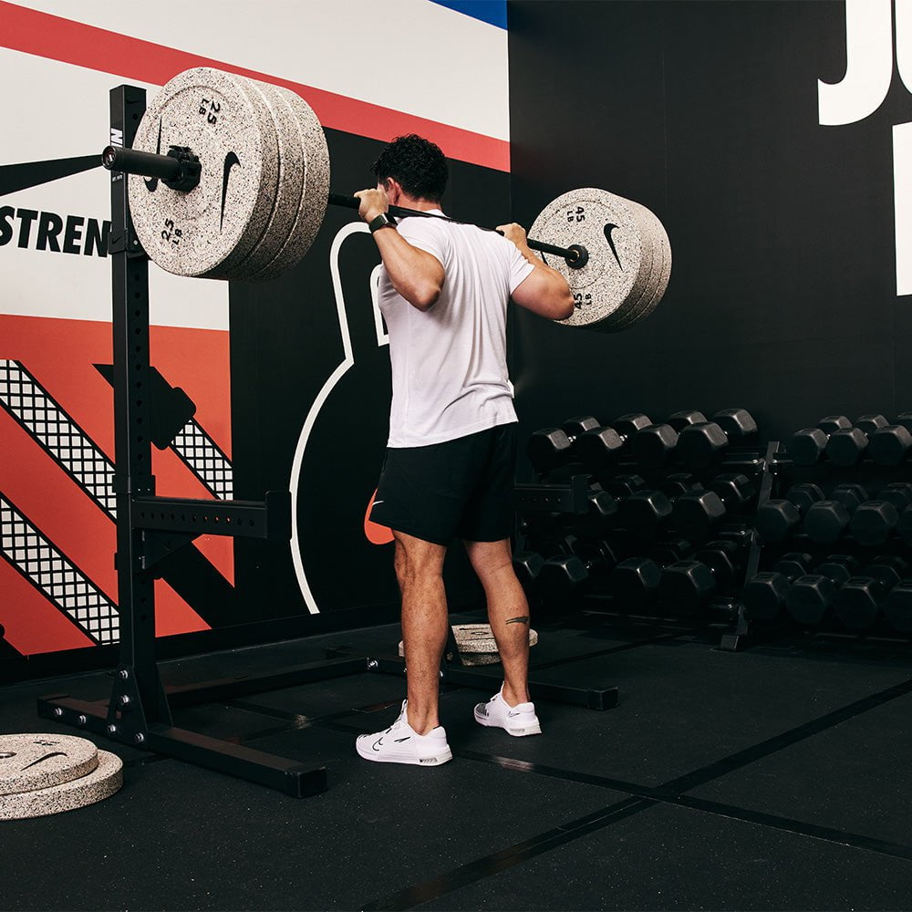 Nike Strength Squat Stand with Weight Plates & Barbell – Heavy Duty Home Gym Equipment for Strength Training & CrossFit Workouts