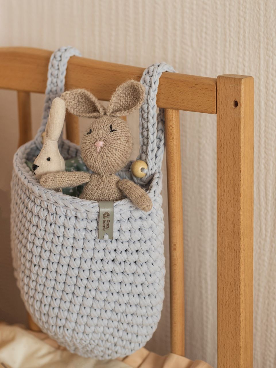 Anzy Home Hanging Basket Crib Pocket Organizer - Nursery Storage Solution for Baby Clothes, Diapers & Toys | Perfect for Baby Showers & Small Space Organization