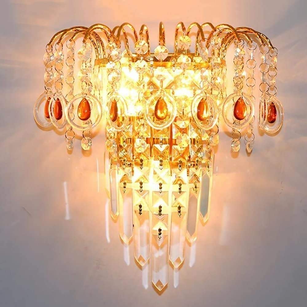 Modern Crystal Wall Lamp - Chrome & Gold Candle Wall Lights for Bedroom, Living Room, Restaurant | Simple & Stylish Ceiling & Wall Lighting Fixtures | Perfect for Ambient Bedside Lighting, Dining Room Decor, and Hallway Accent Lighting
