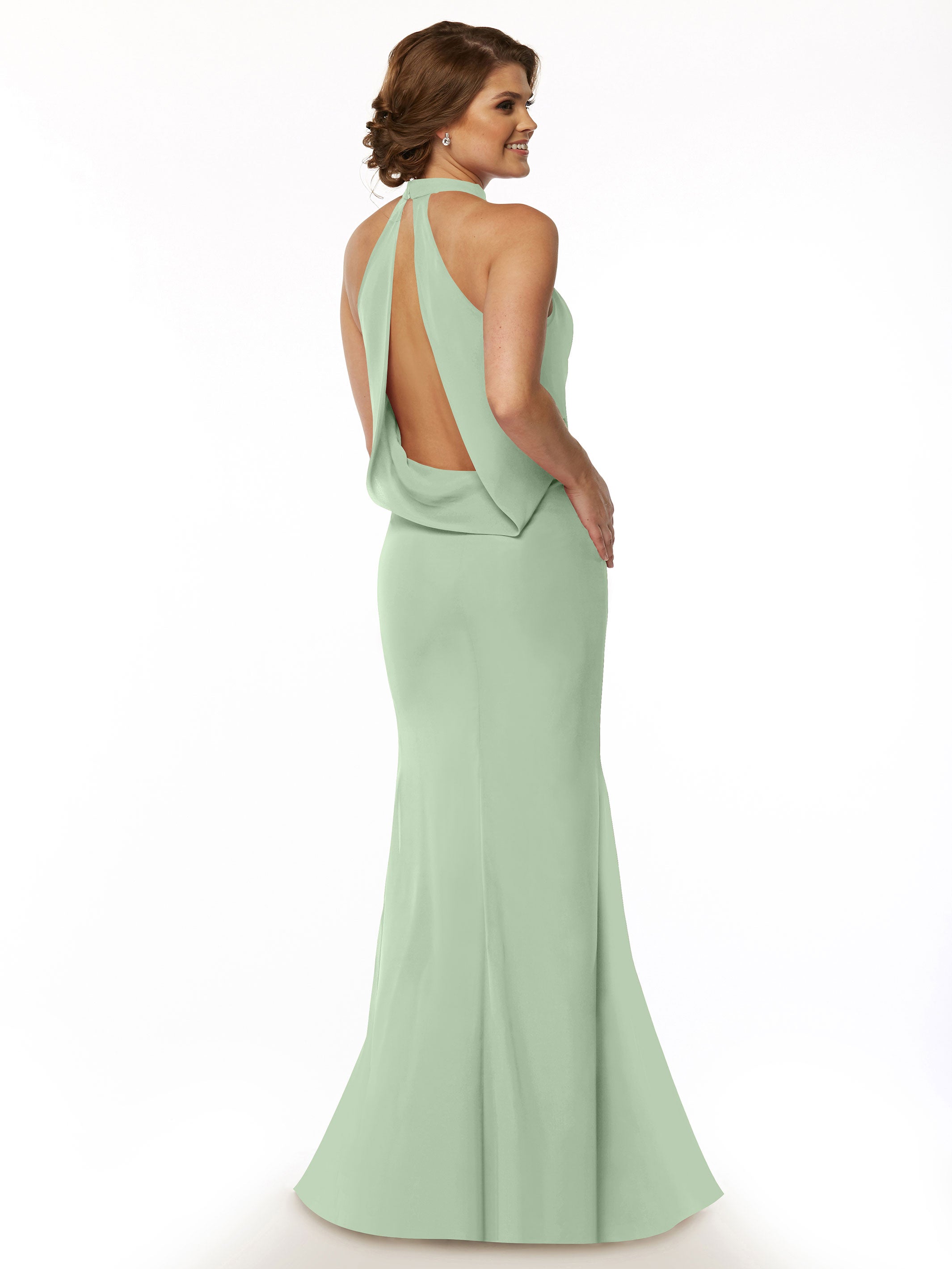 Elegant Mermaid Bridesmaid Dress with Halter Neckline - Perfect for Beach Weddings, Formal Events & Special Occasions | Style 80068