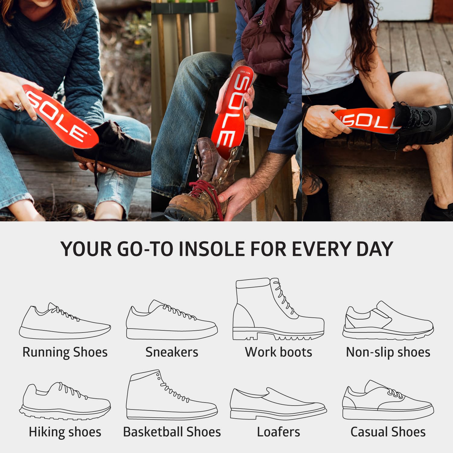 SOLE Active Medium Shoe Insoles with Metatarsal Pads - Arch Support for Men's Size 5/Women's Size 7 - Perfect for Running, Walking & Work Comfort