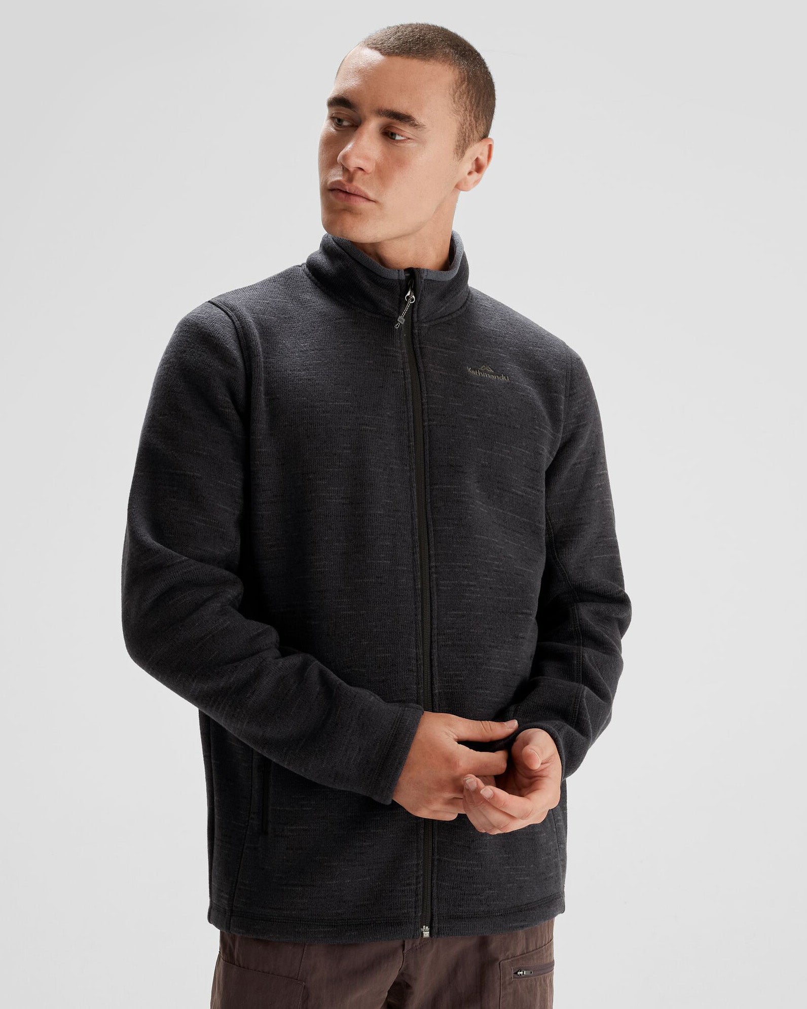 Men's Aikman Fleece Jacket - Soft Warm Winter Coat for Outdoor Activities | Black Marle Color | Perfect for Hiking, Camping & Casual Wear