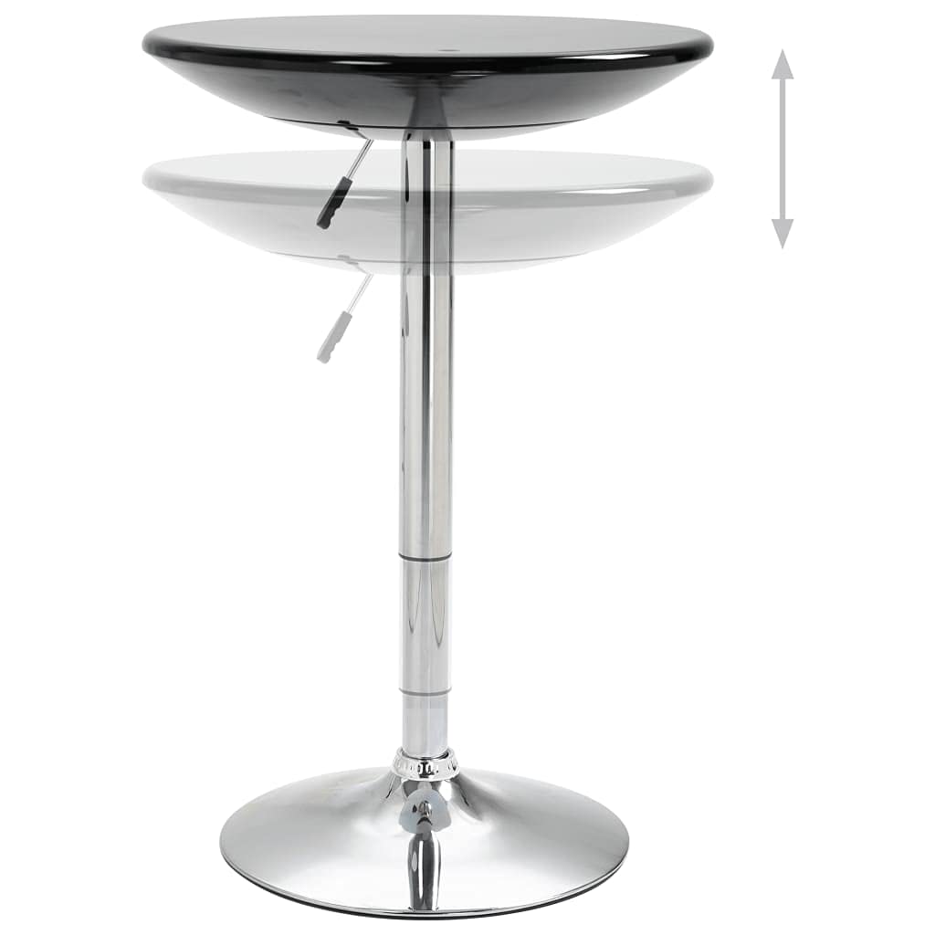 Adjustable Height Round Pub Bar Table with MDF Top & Silver Metal Base - Coffee Side Bistro Table for Garden, Backyard, Patio & Living Room - Fast Shipping (Black, 23.6