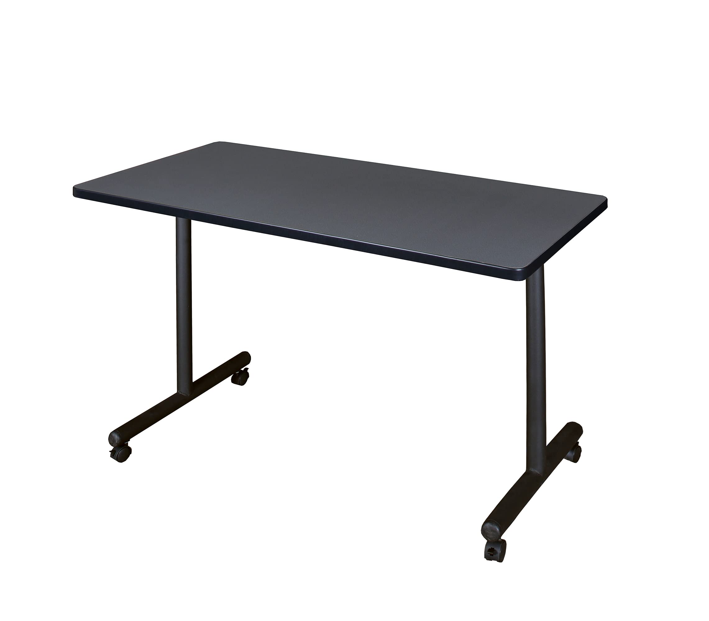 Regency Kobe 48x24 Inch Adjustable Height Mobile Training Table - Lightweight & Durable Grey Workstation for Office, Classroom, or Home Gym Use