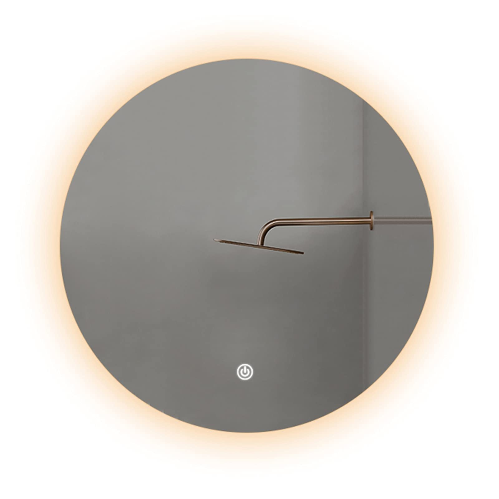 Round LED Bathroom Mirror with Warm Light - 50cm Wall-Mounted Vanity Mirror for Bathroom & Bedroom