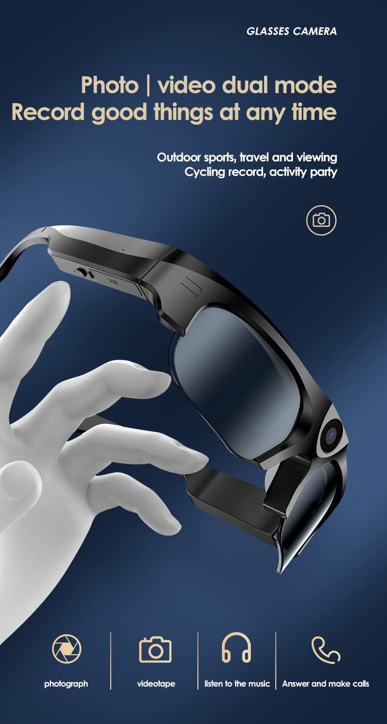 4K HD Glasses Camera - Polarized Bluetooth Sunglasses with Built-in Dash Cam for Cycling, Sports & Outdoor Adventures | Mini Action Camera for Hands-Free Recording