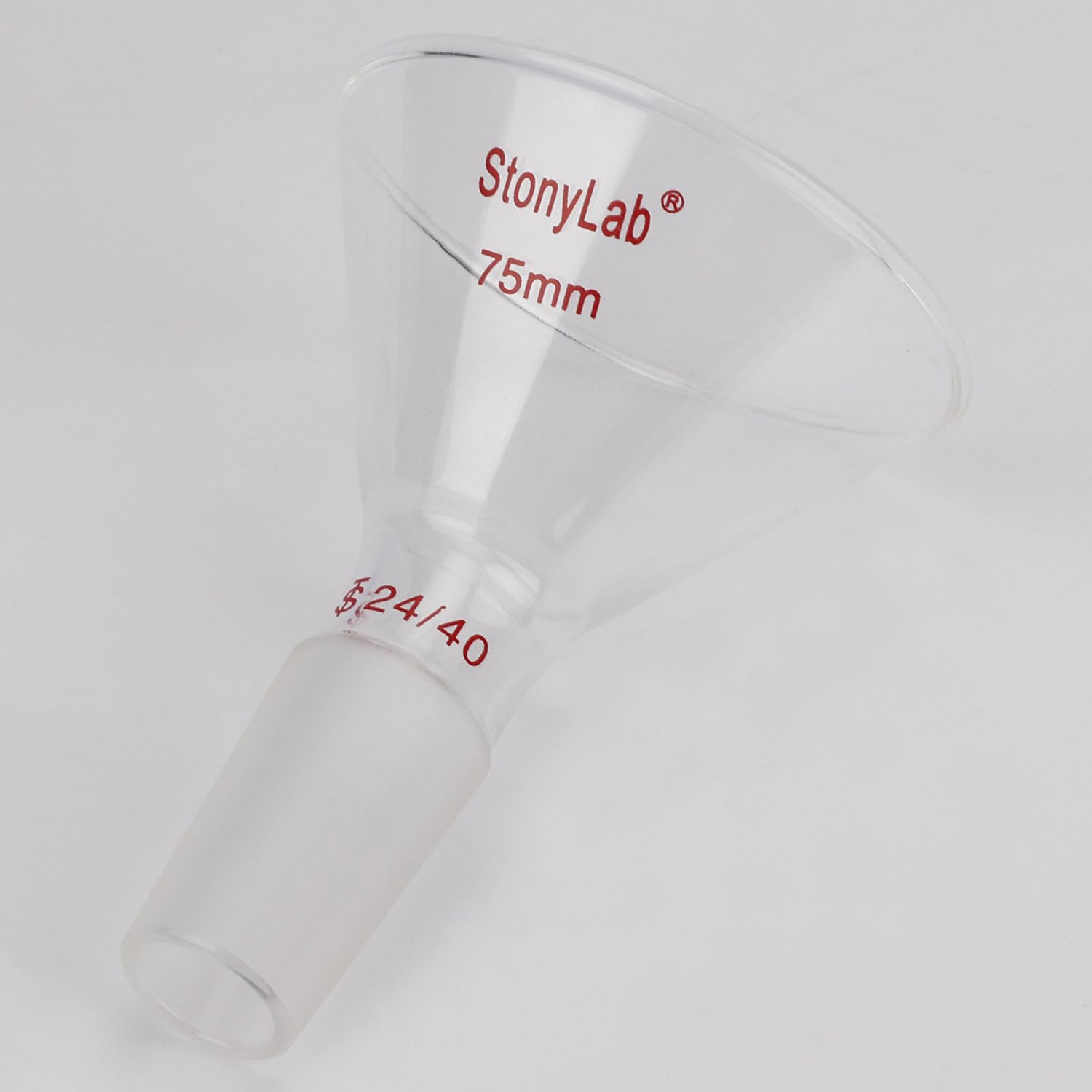 Stonylab 60° Offset Borosilicate Glass Powder Funnel with 24/40 Standard Joint - 75mm Inclined Triangular Laboratory Funnel for Precise Chemical Supplementing | Ideal for Lab Experiments, Powder Transfer & Material Handling