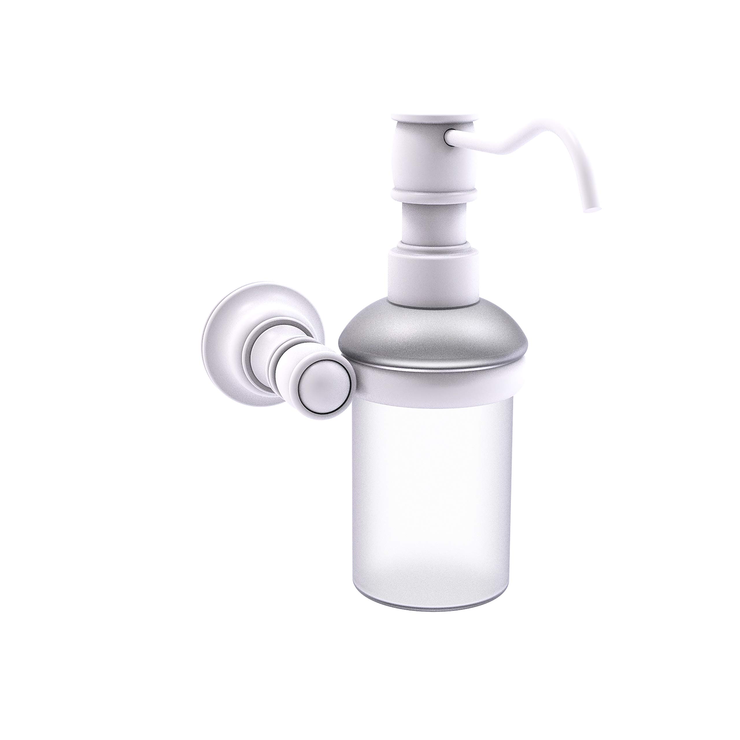 Allied Brass Carolina Collection Wall Mounted Soap Dispenser - Matte White Finish | Modern Bathroom & Kitchen Soap Dispenser for Home & Commercial Use
