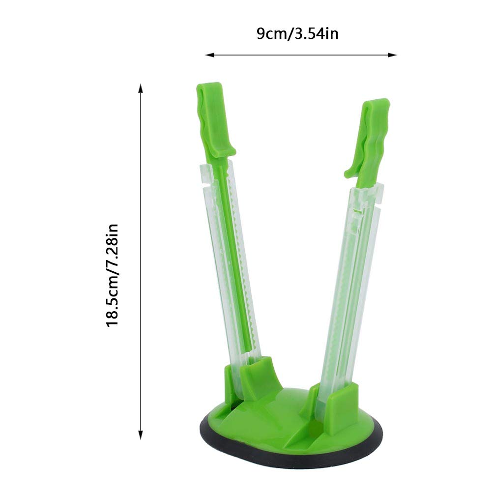 Adjustable Hands-Free Baggy Rack Clip - Kitchen Food Storage Bag Opener Holder with Non-Slip Rubber Base (Green) | Perfect for Meal Prep, Snack Storage & Pantry Organization