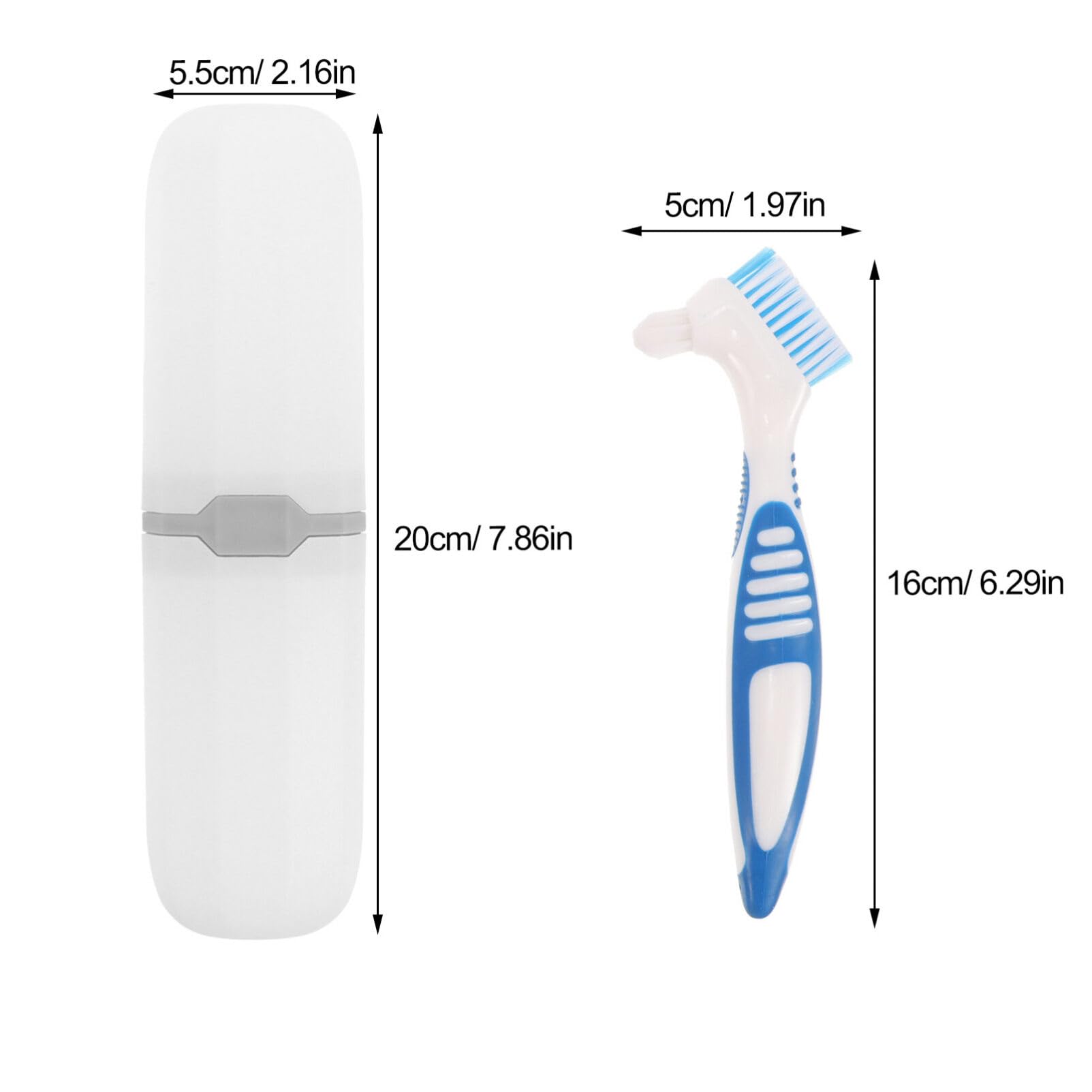 Premium Denture Toothbrush Set - 2 Pack with Dual Bristle Heads & Protective Case | Ergonomic Handle for Deep Denture Cleaning | Perfect for Denture Care, Travel, and Daily Oral Hygiene Maintenance