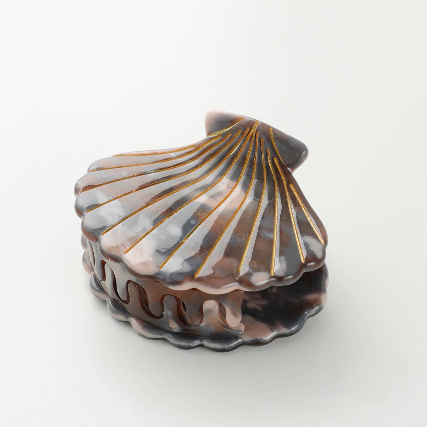 Hand Painted Calacatta Seashell Claw Clip - Elegant Hair Accessory for Beach Weddings, Summer Vacations & Boho Hairstyles