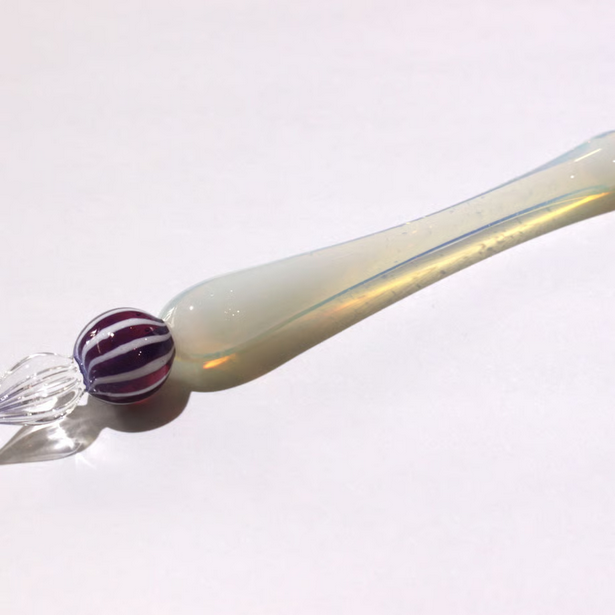 Japanese Glass Dip Pen - Grape Stripe & White Opal | Elegant Calligraphy Writing Tool | Perfect Gift for Writers, Artists & Journaling Enthusiasts | Ideal for Lettering, Sketching & Creative Projects